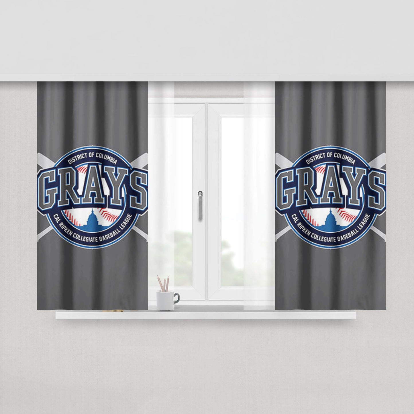 Grays Baseball Logo Gray Peach Skin Window Curtains