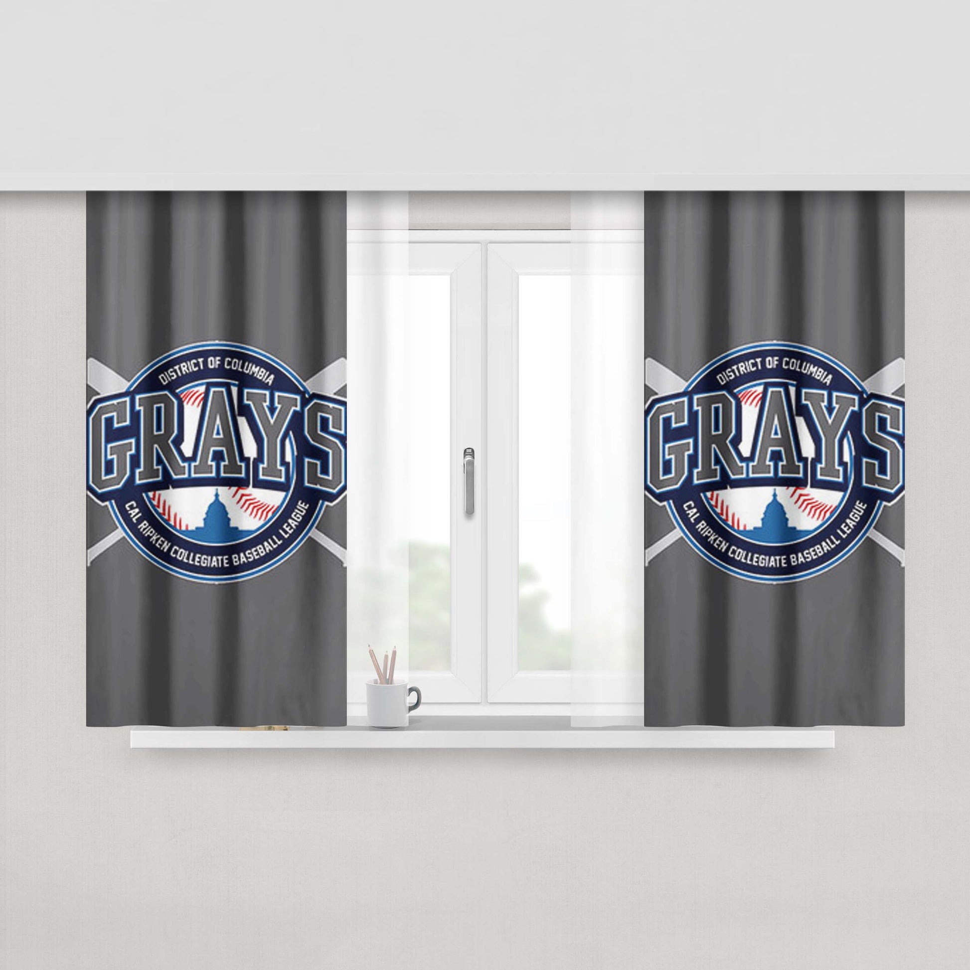 Grays Baseball Logo Gray Peach Skin Window Curtains