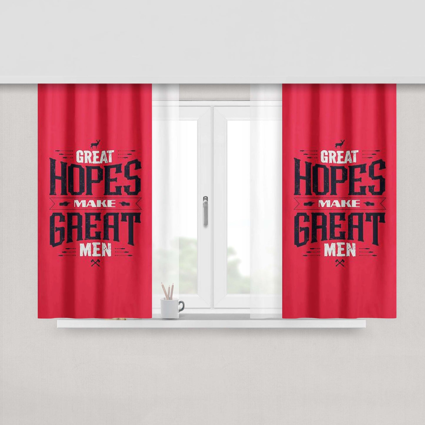 Great Hopes Make Great Men Peach Skin Window Curtains