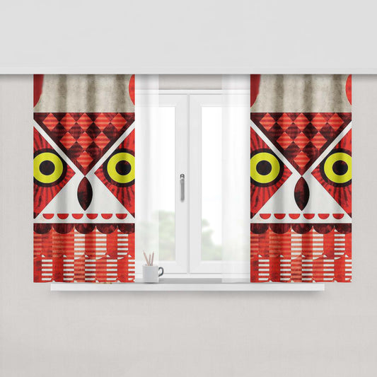 Great Horned Owl Peach Skin Window Curtains