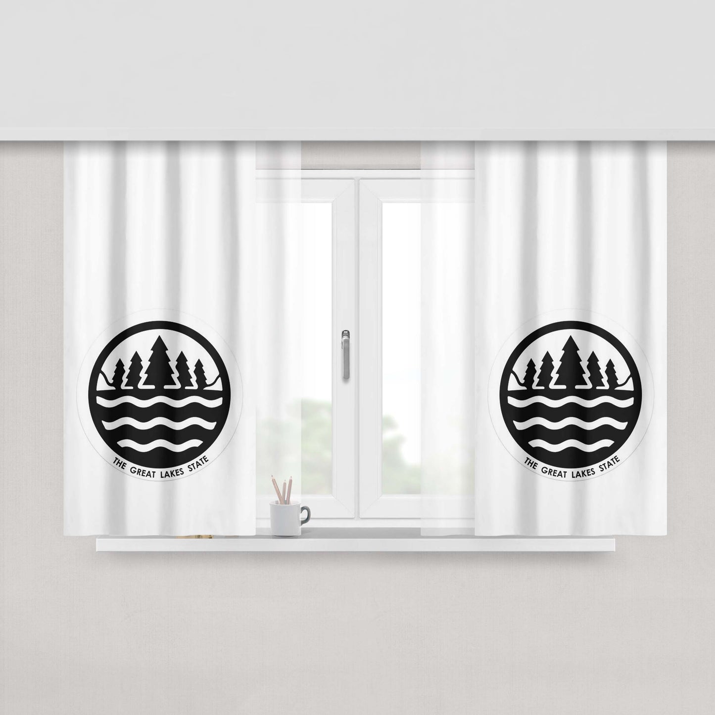 Great Lakes State Symbol Peach Skin Window Curtains