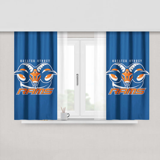 Greater Sydney Rams Logo Blue Peach Skin Window Curtains