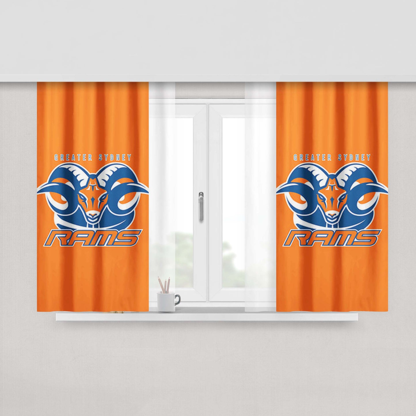 Greater Sydney Rams Logo Peach Skin Window Curtains