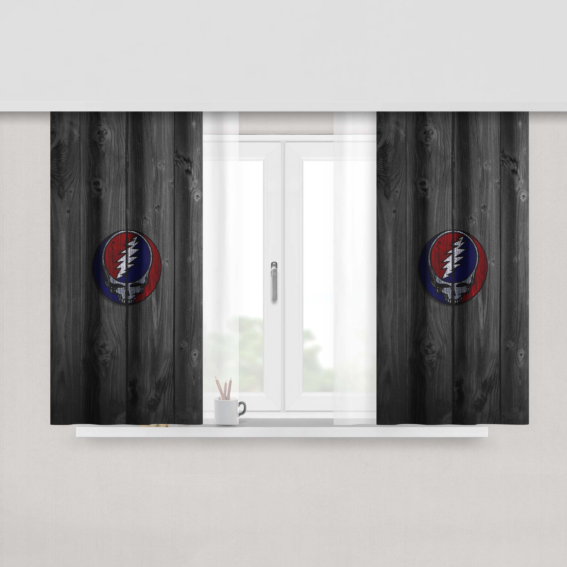 Greatful Dead Scarlet Begonias Wood Iphone5 Logo Dark Wood Wallpaper Peach Skin Window Curtains