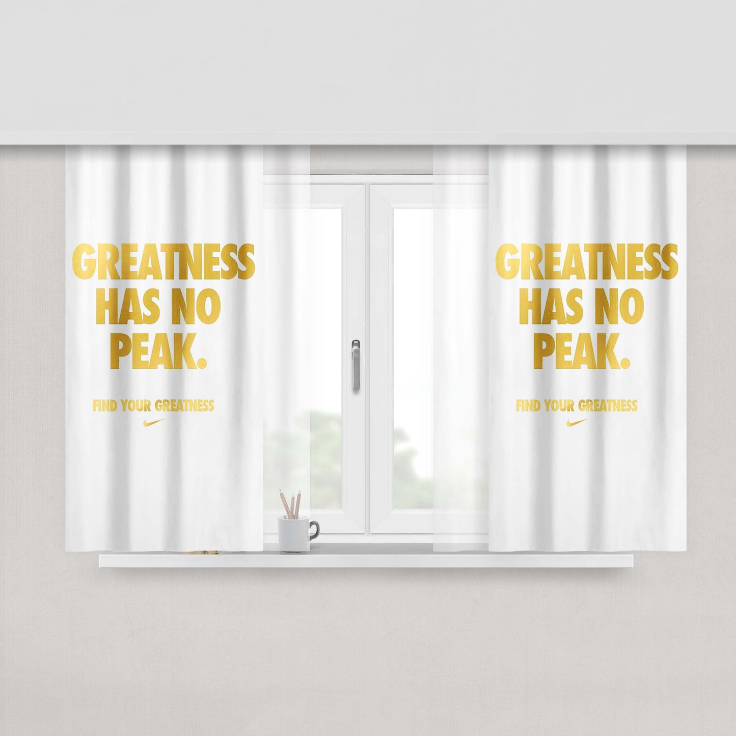 Greatness Has No Peak Peach Skin Window Curtains