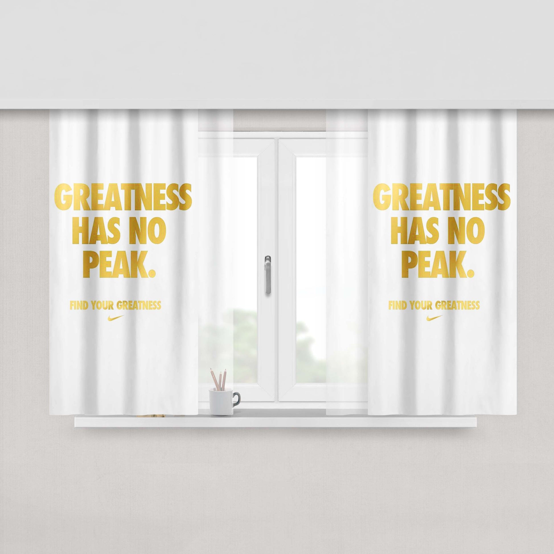 Greatness Has No Peak Peach Skin Window Curtains