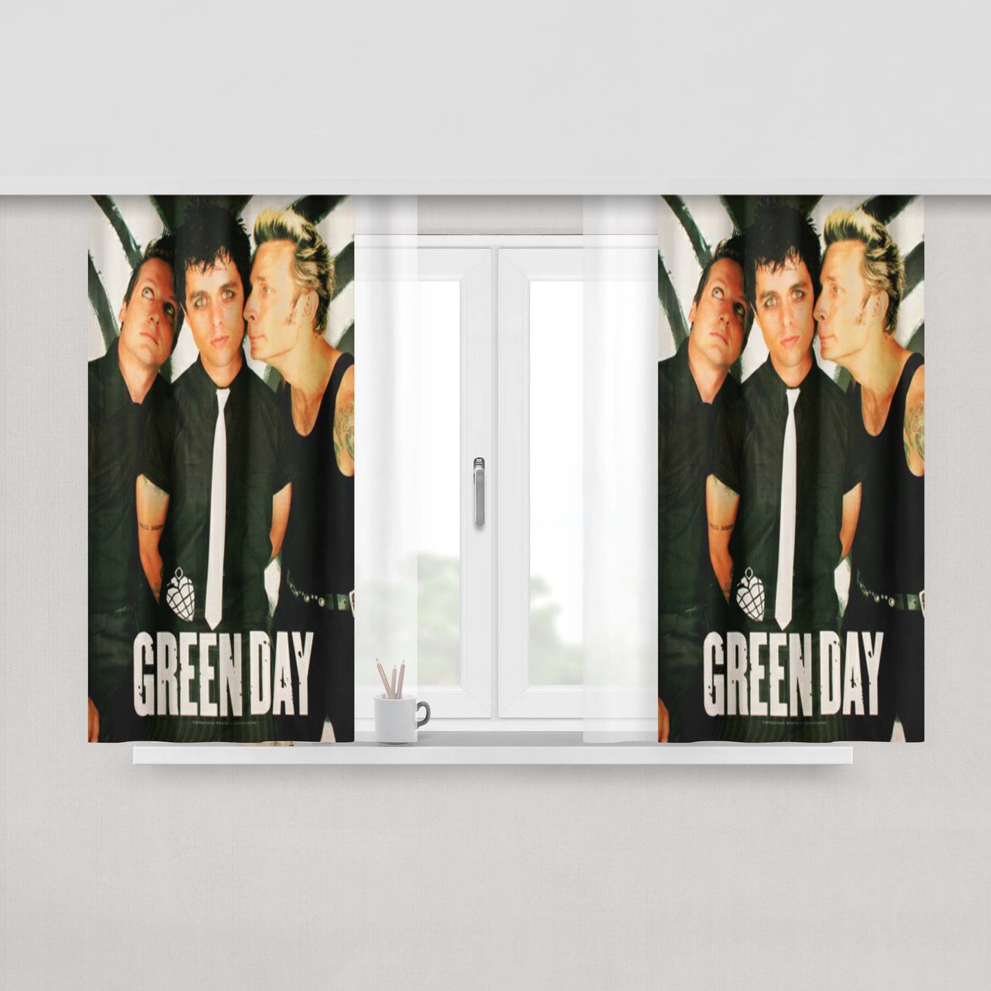 Green Day Band Peach Skin Window Curtains