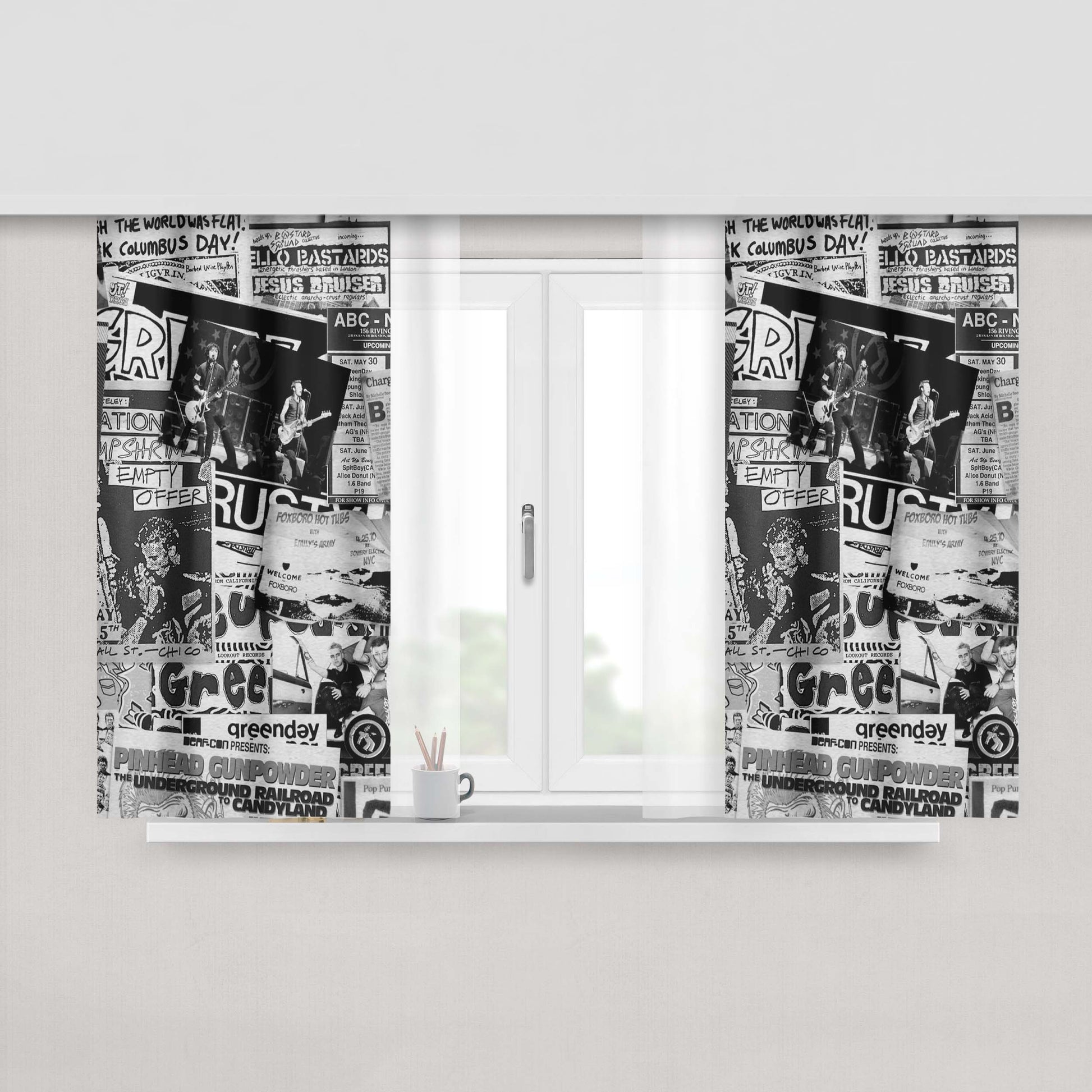 Green Day Bw Peach Skin Window Curtains