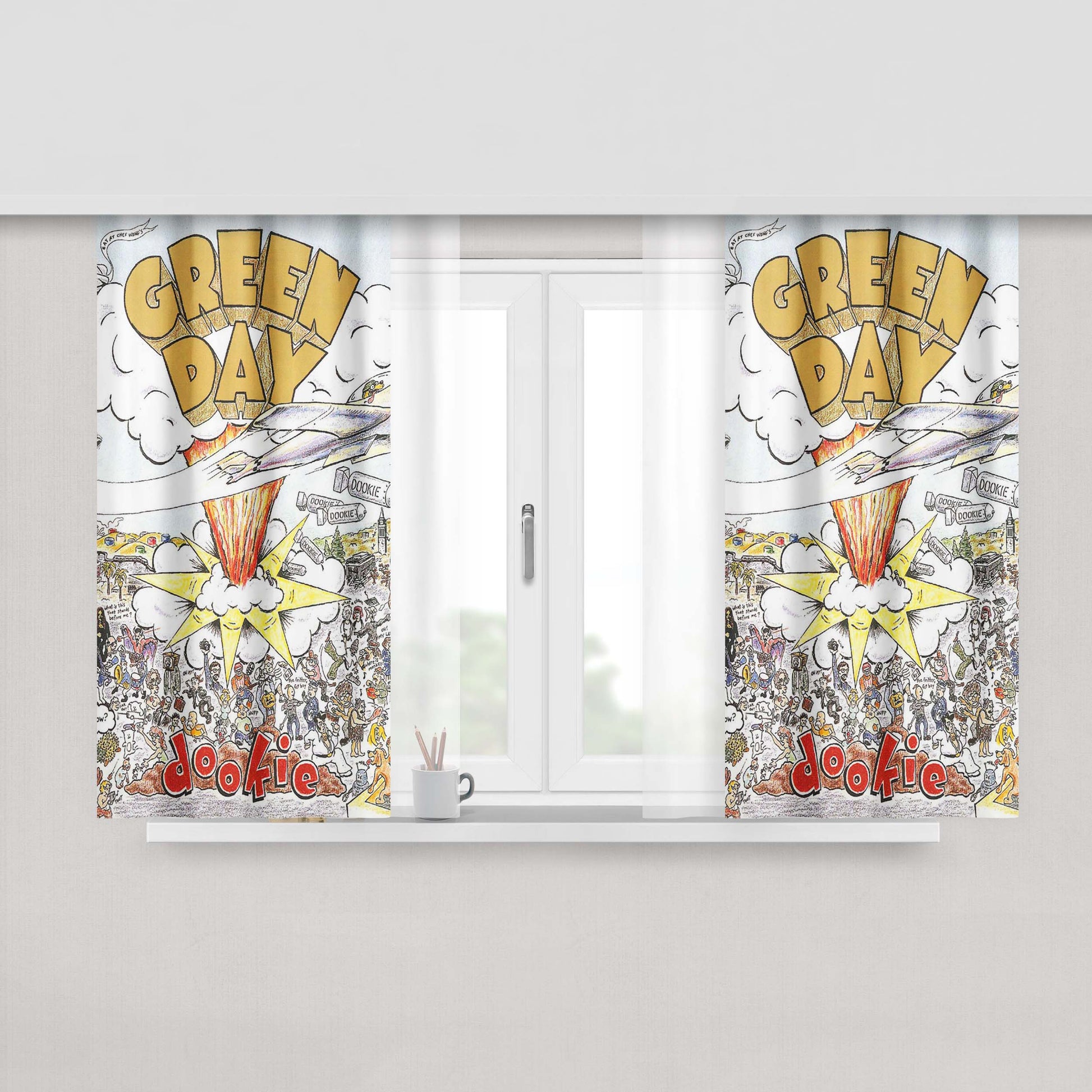Green Day Dookie Peach Skin Window Curtains