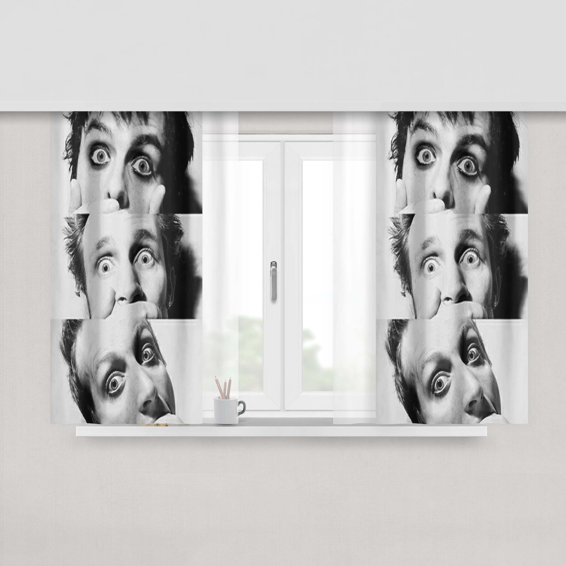 Green Day Face Peach Skin Window Curtains