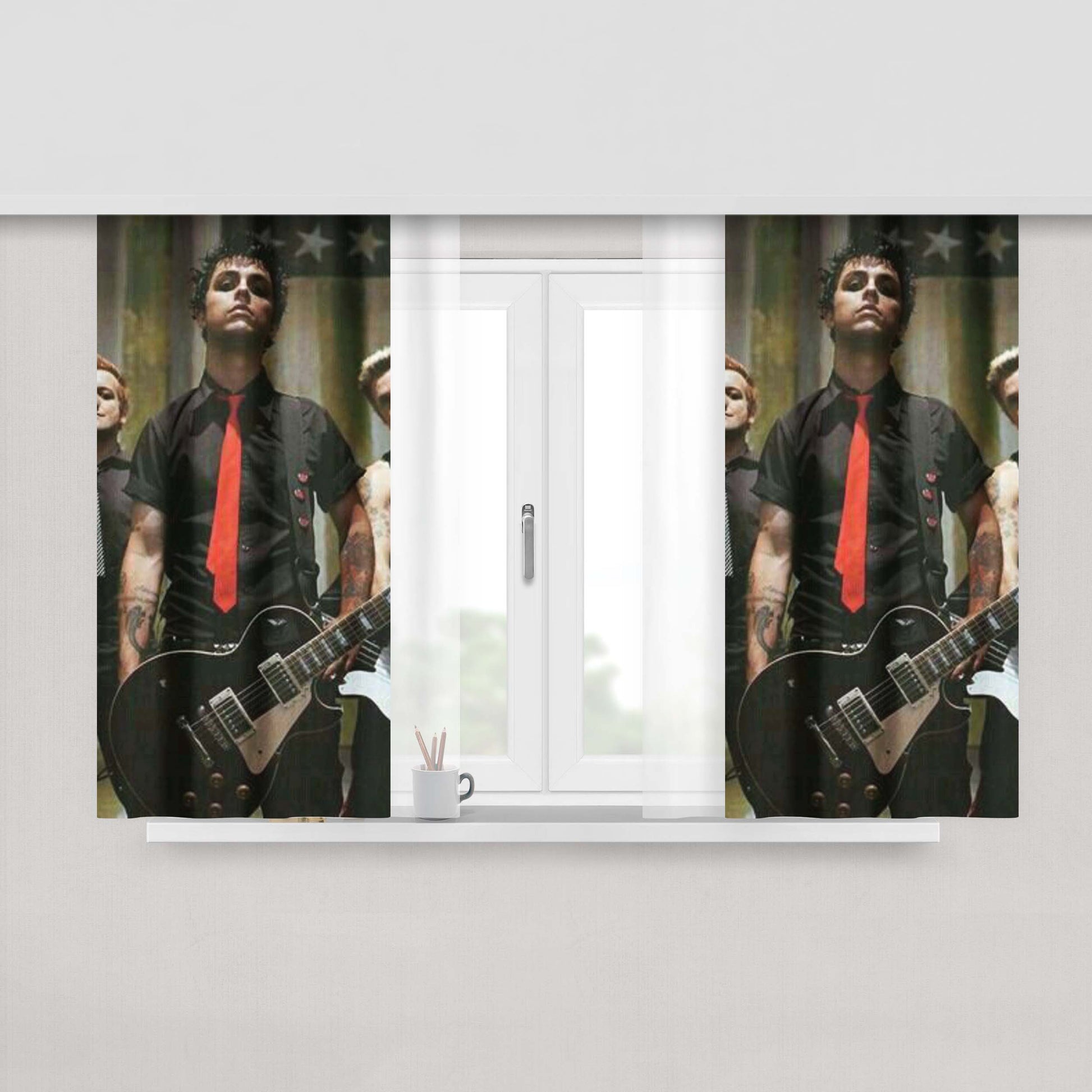 Green Day Guitars Peach Skin Window Curtains