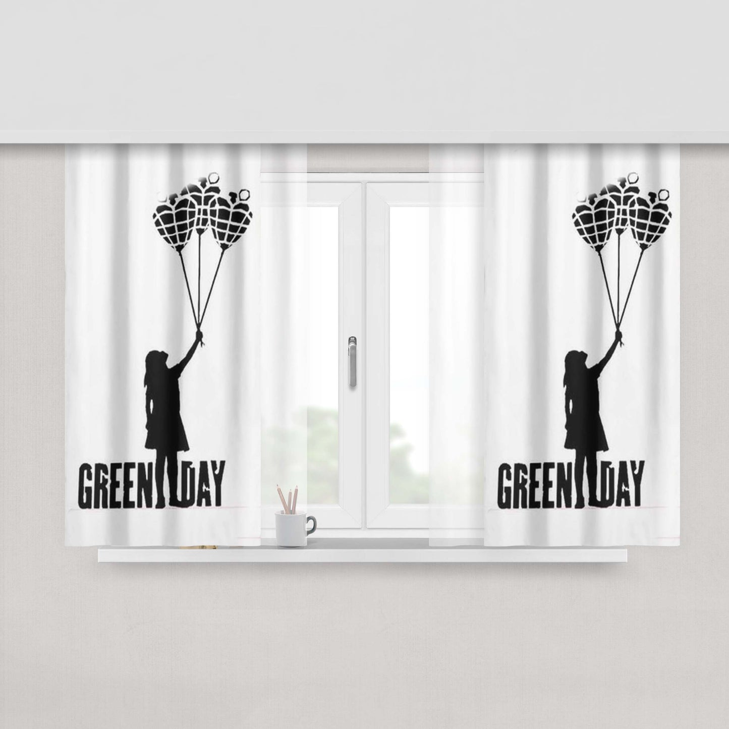 Green Day Peach Skin Window Curtains