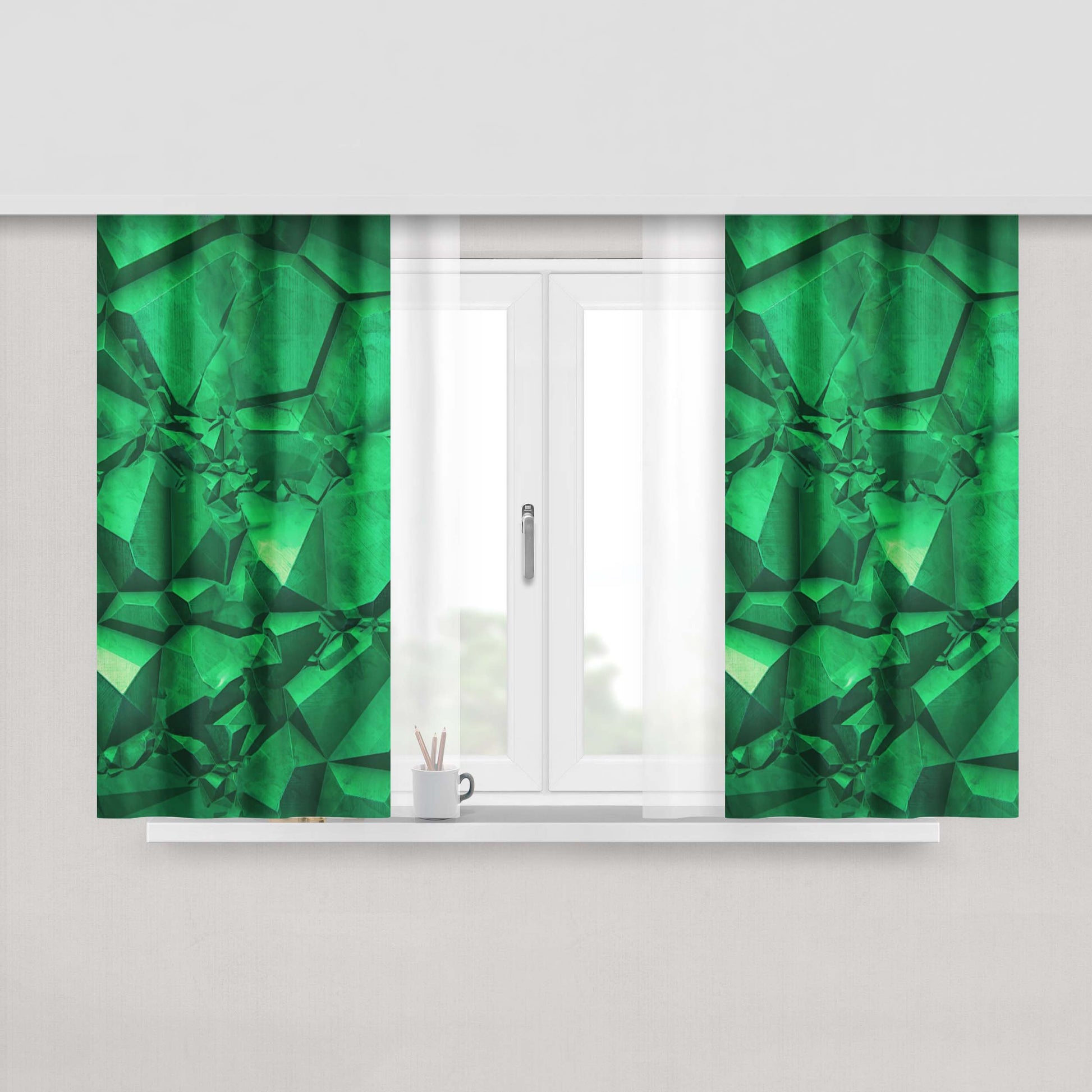 Green Emerald Peach Skin Window Curtains