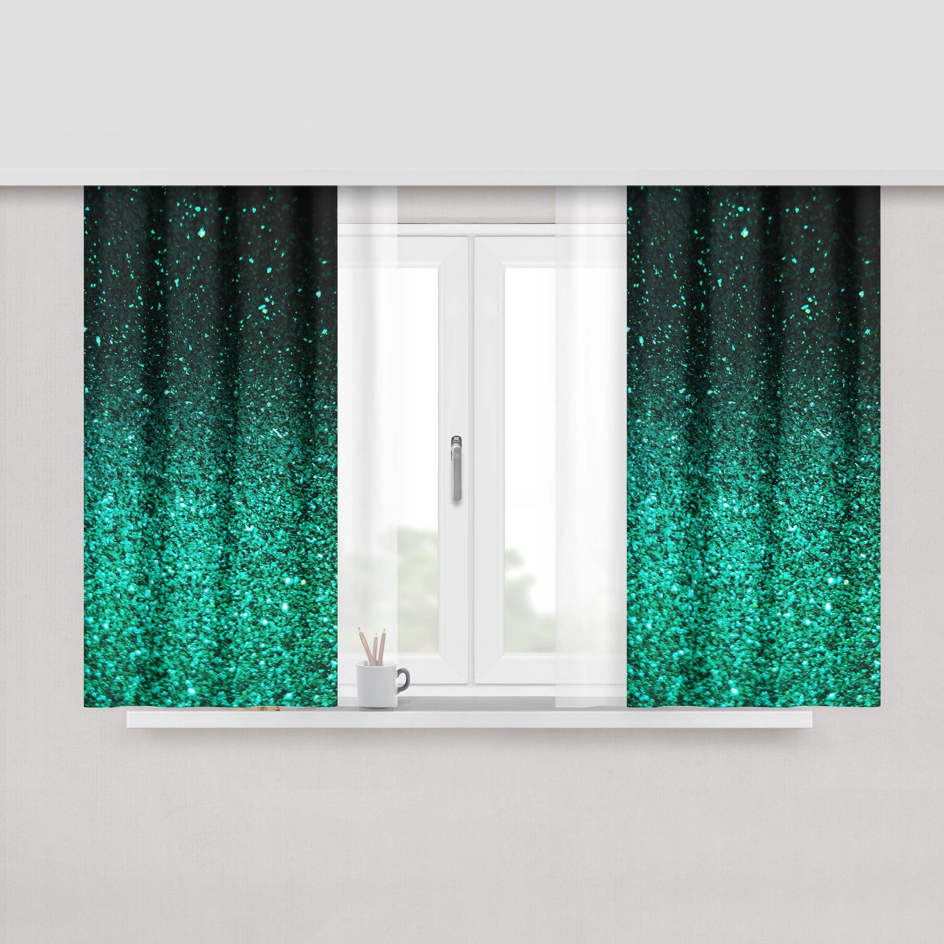 Green Glitter Color Wallpapers Peach Skin Window Curtains