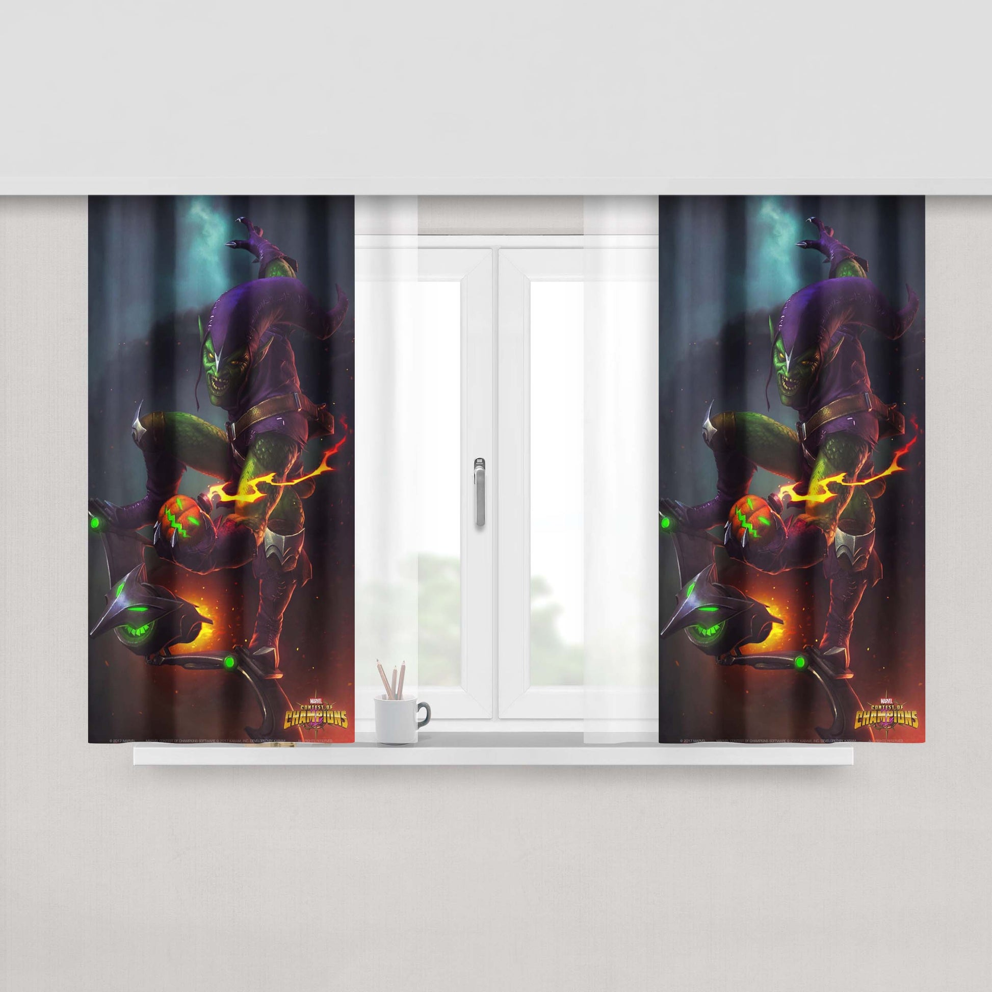 Green Goblin Contest Of Champions Peach Skin Window Curtains