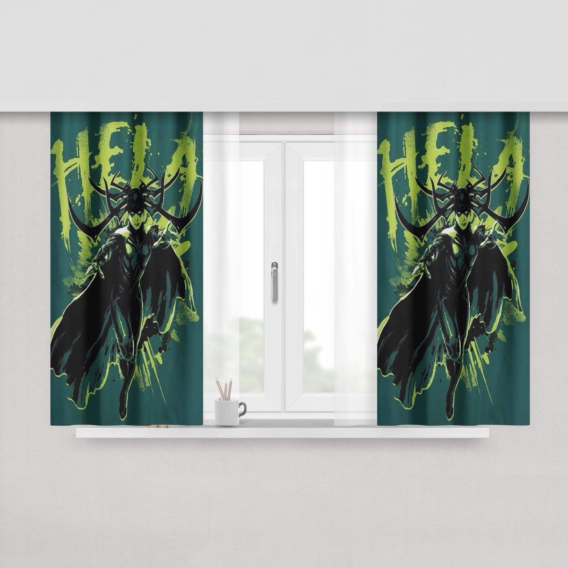 Green Hela Of Thor Peach Skin Window Curtains
