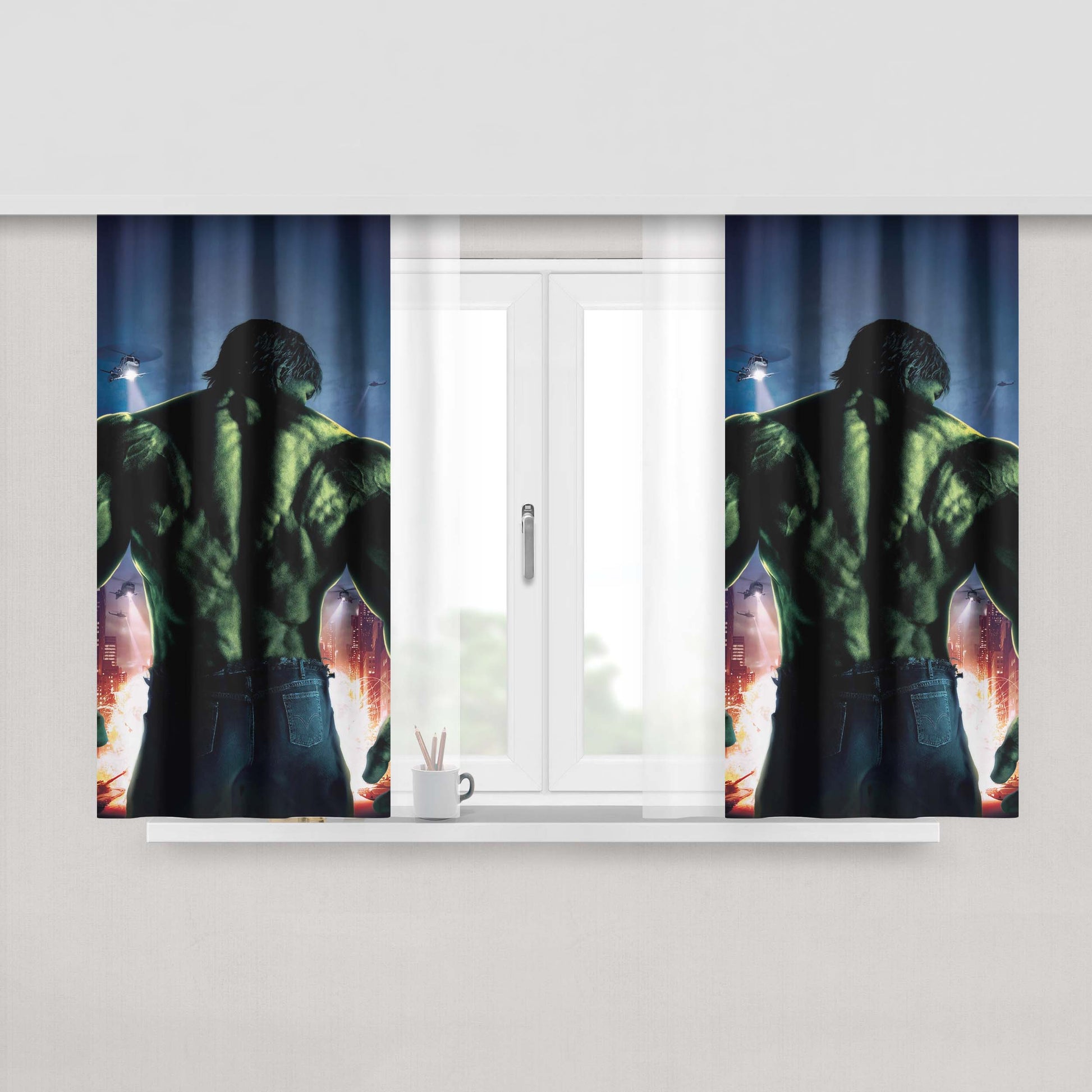 Green Hulk Peach Skin Window Curtains
