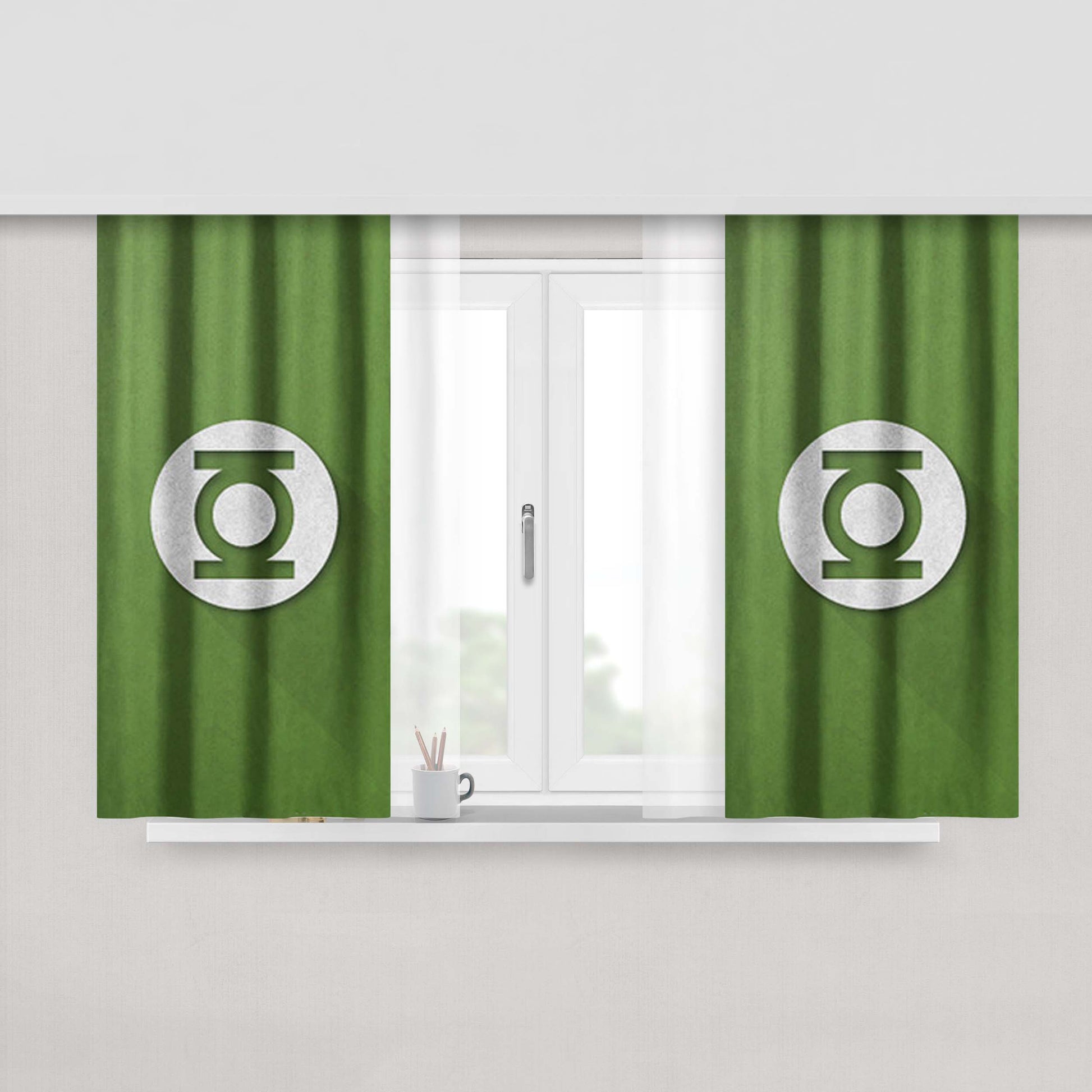 Green Lantern Logo Clip Art Peach Skin Window Curtains