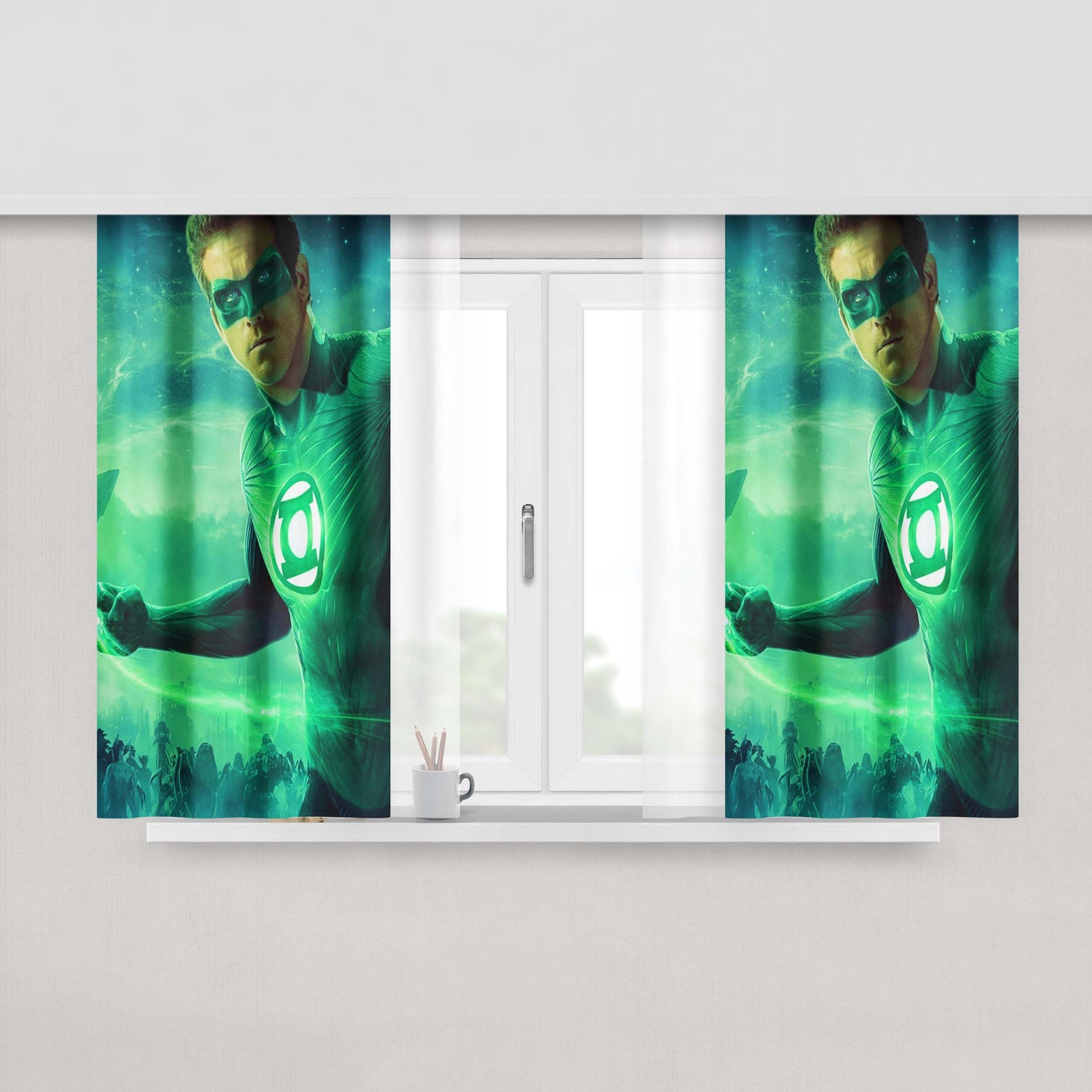 Green Lantern Movie Peach Skin Window Curtains