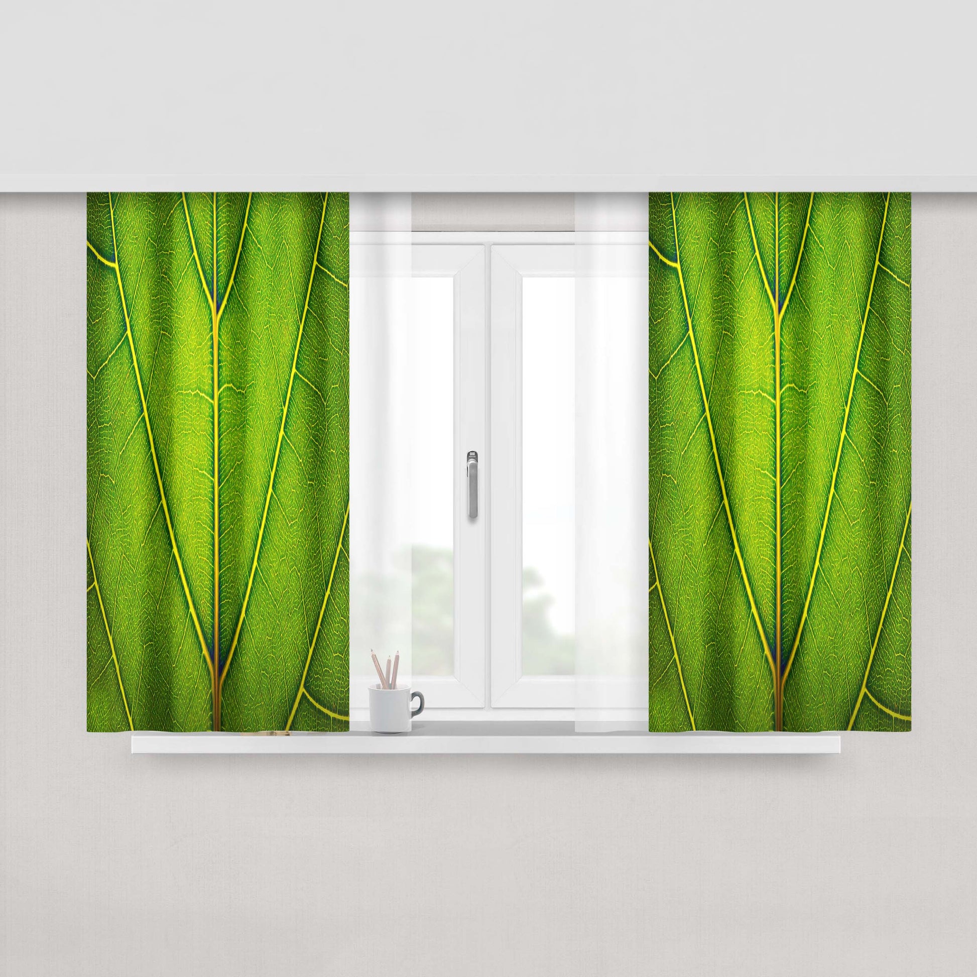 Green Leaf Peach Skin Window Curtains