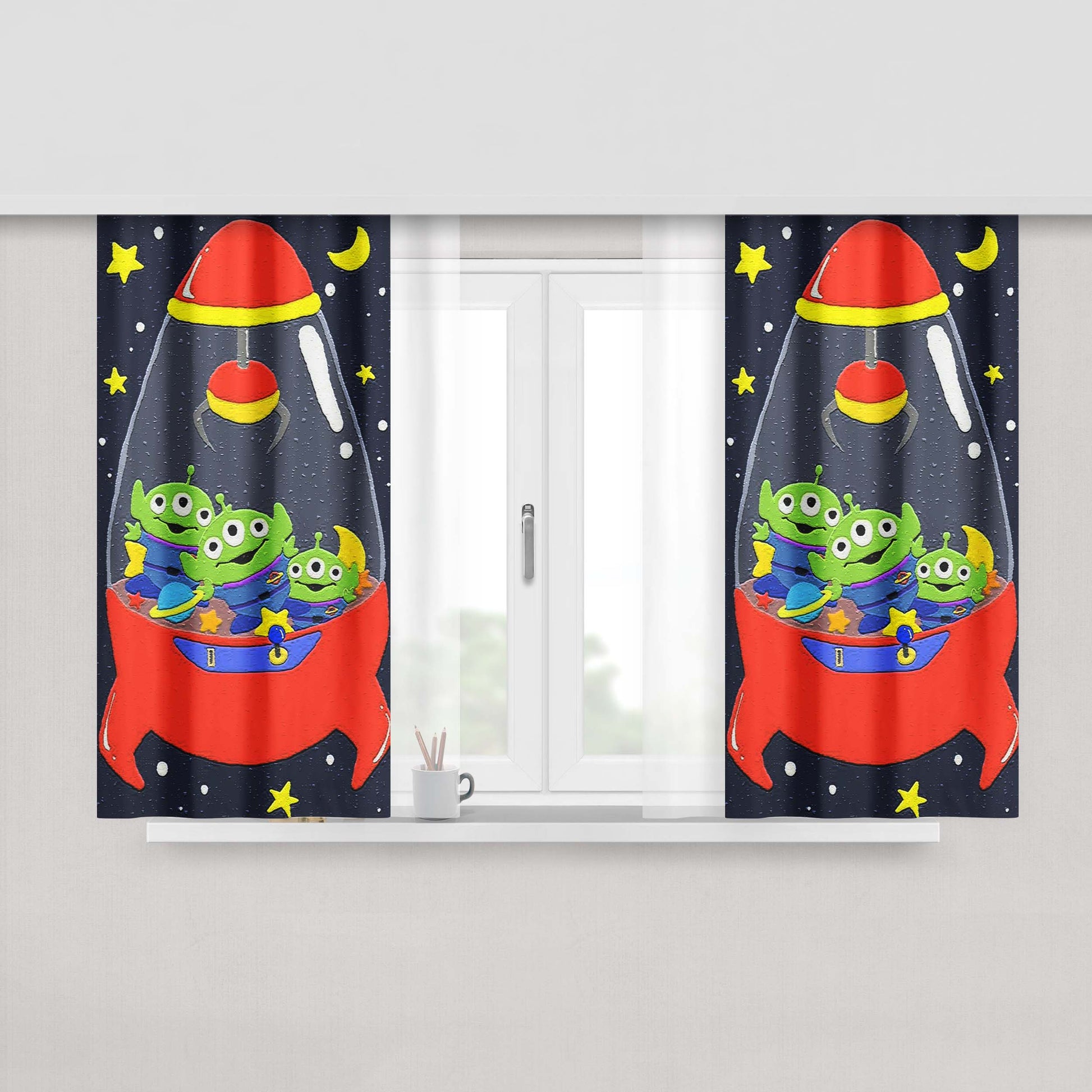 Green Man Toy Story Peach Skin Window Curtains