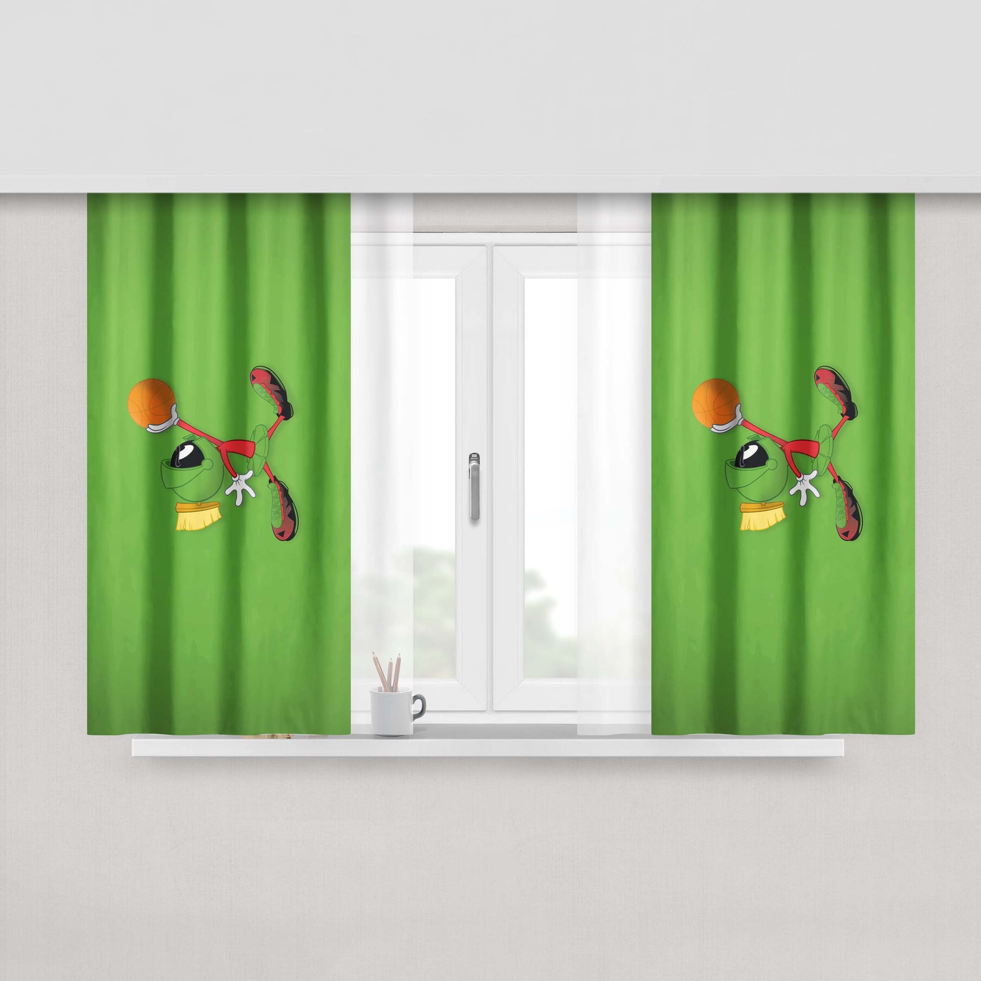 Green Marvin The Martian Peach Skin Window Curtains