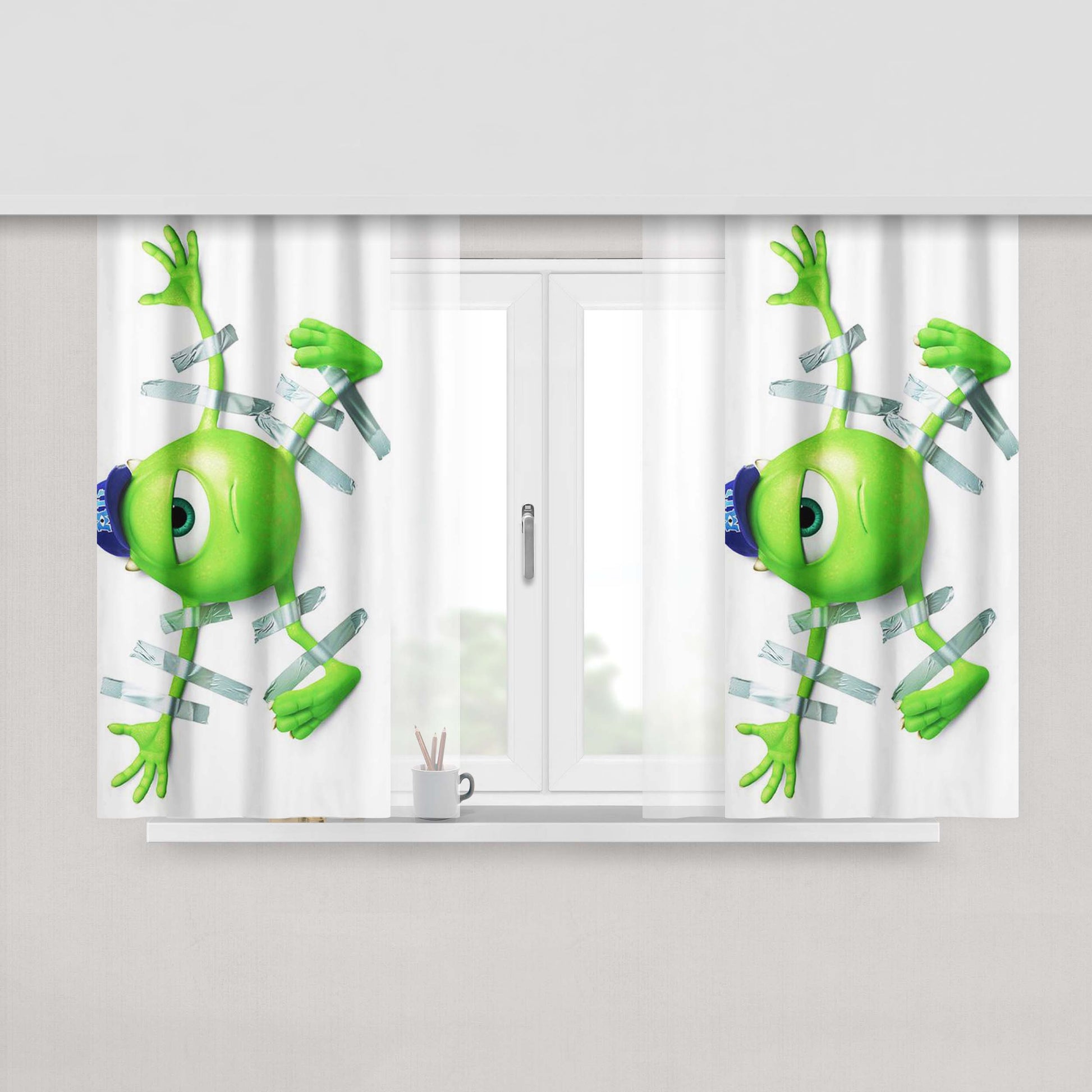 Green Monster Inch On The Wall Peach Skin Window Curtains
