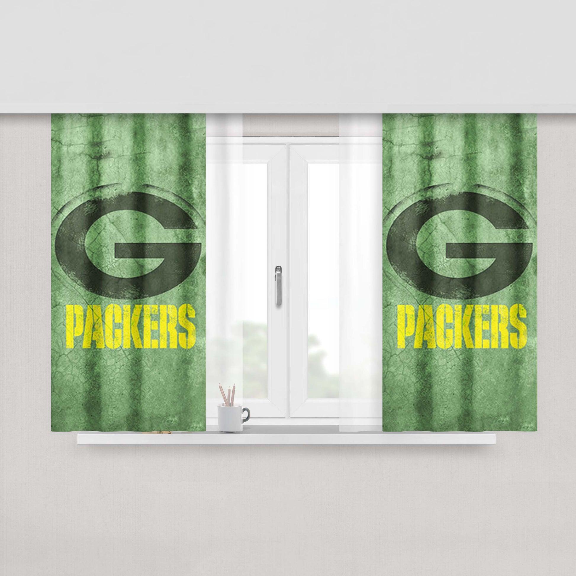 Green Packers Green Wall Peach Skin Window Curtains