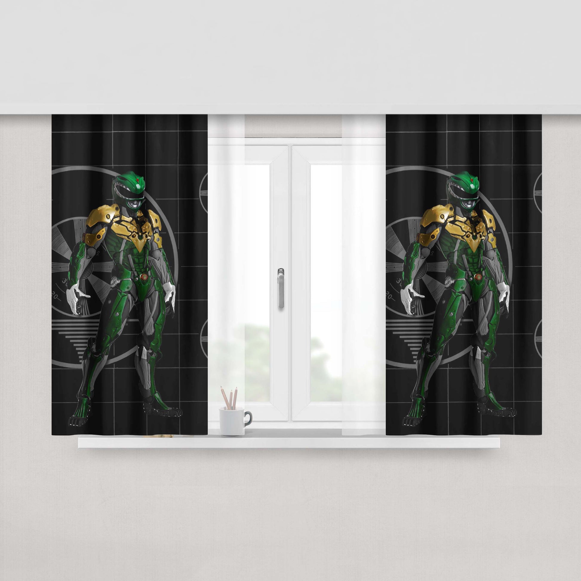 Green Power Rangers Concept Peach Skin Window Curtains