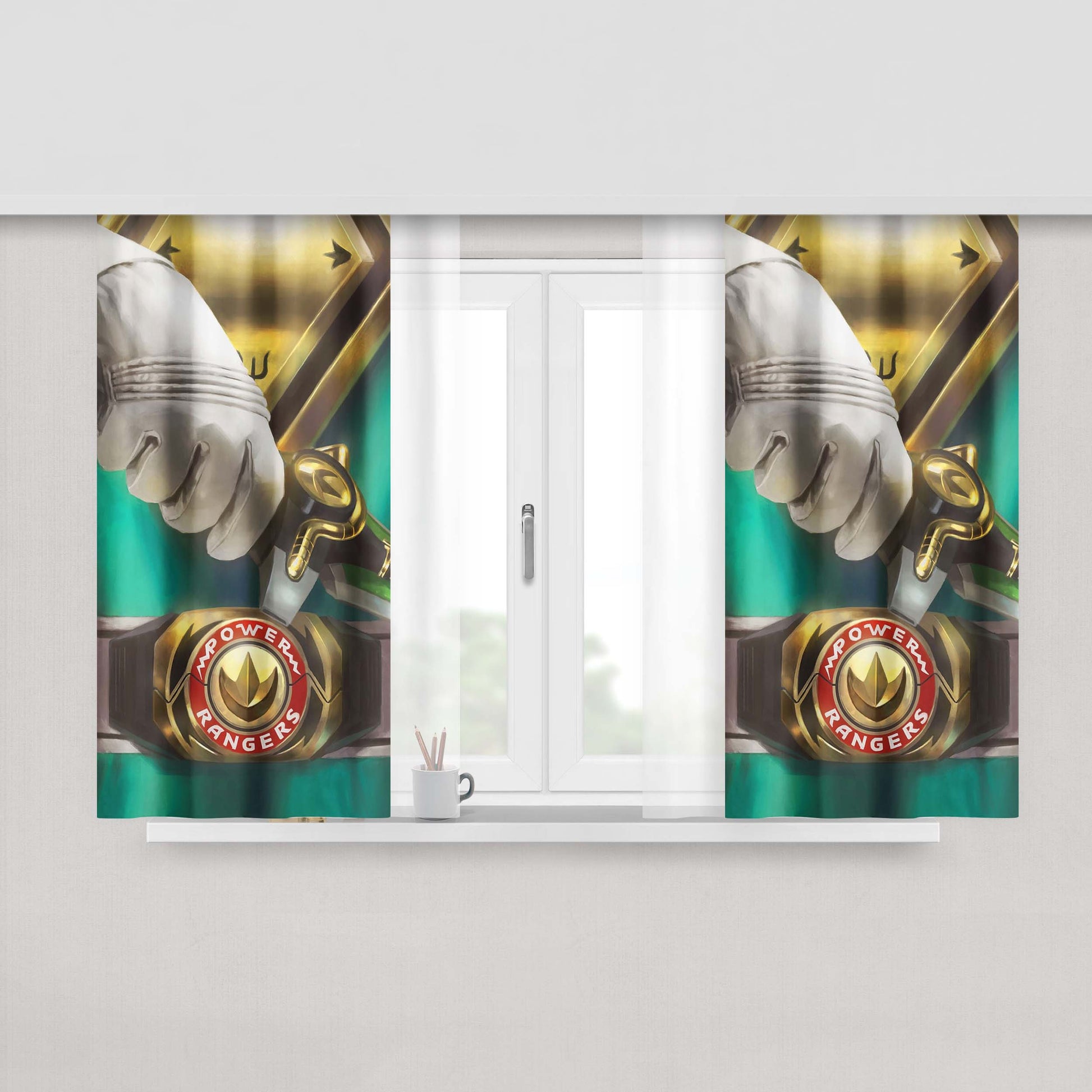 Green Power Rangers Peach Skin Window Curtains