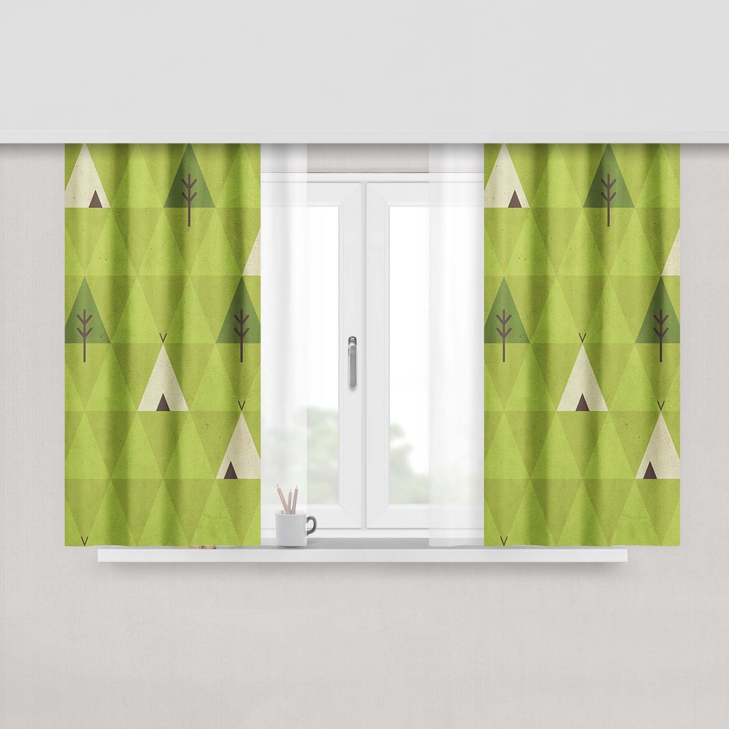 Green Smooth Peach Skin Window Curtains