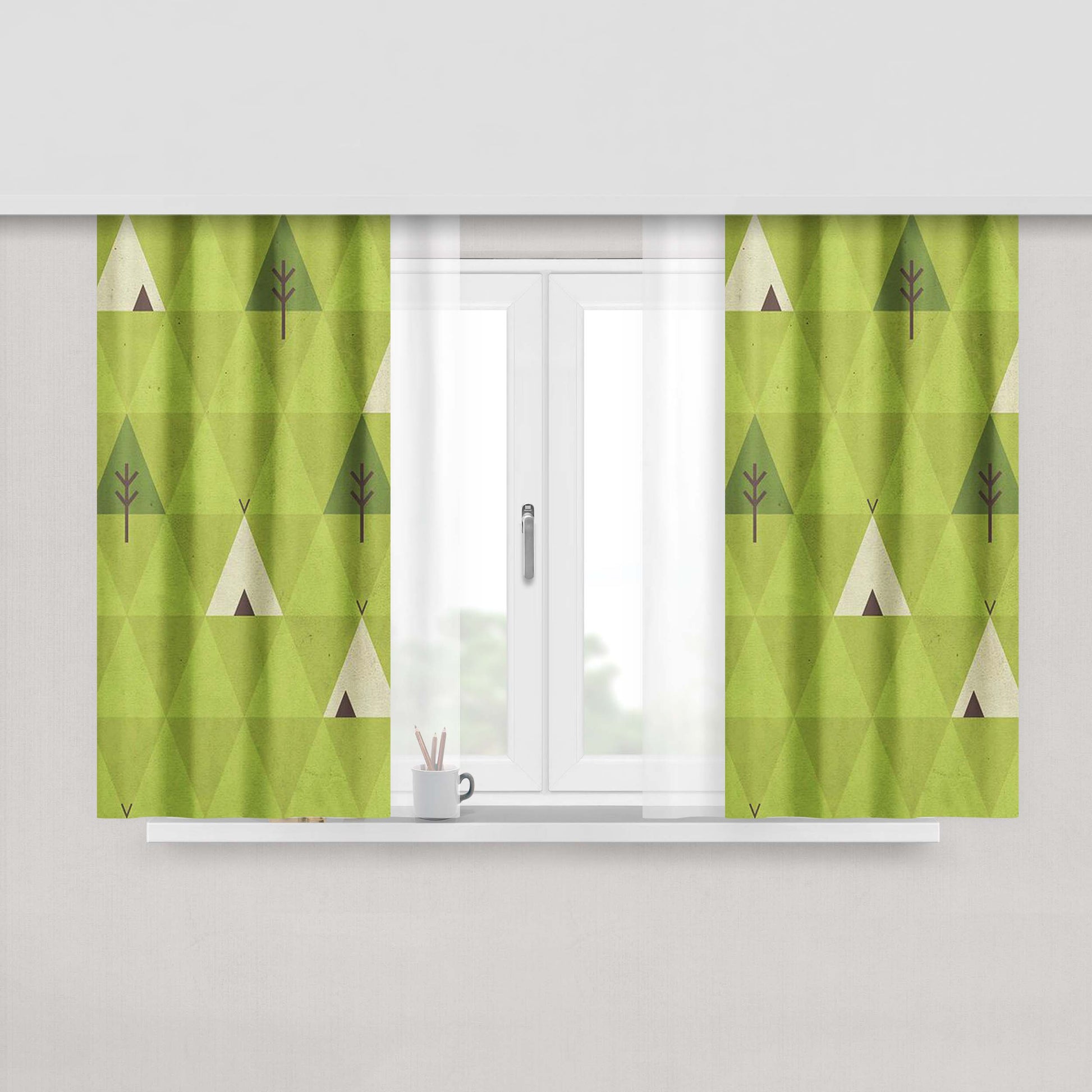 Green Smooth Peach Skin Window Curtains