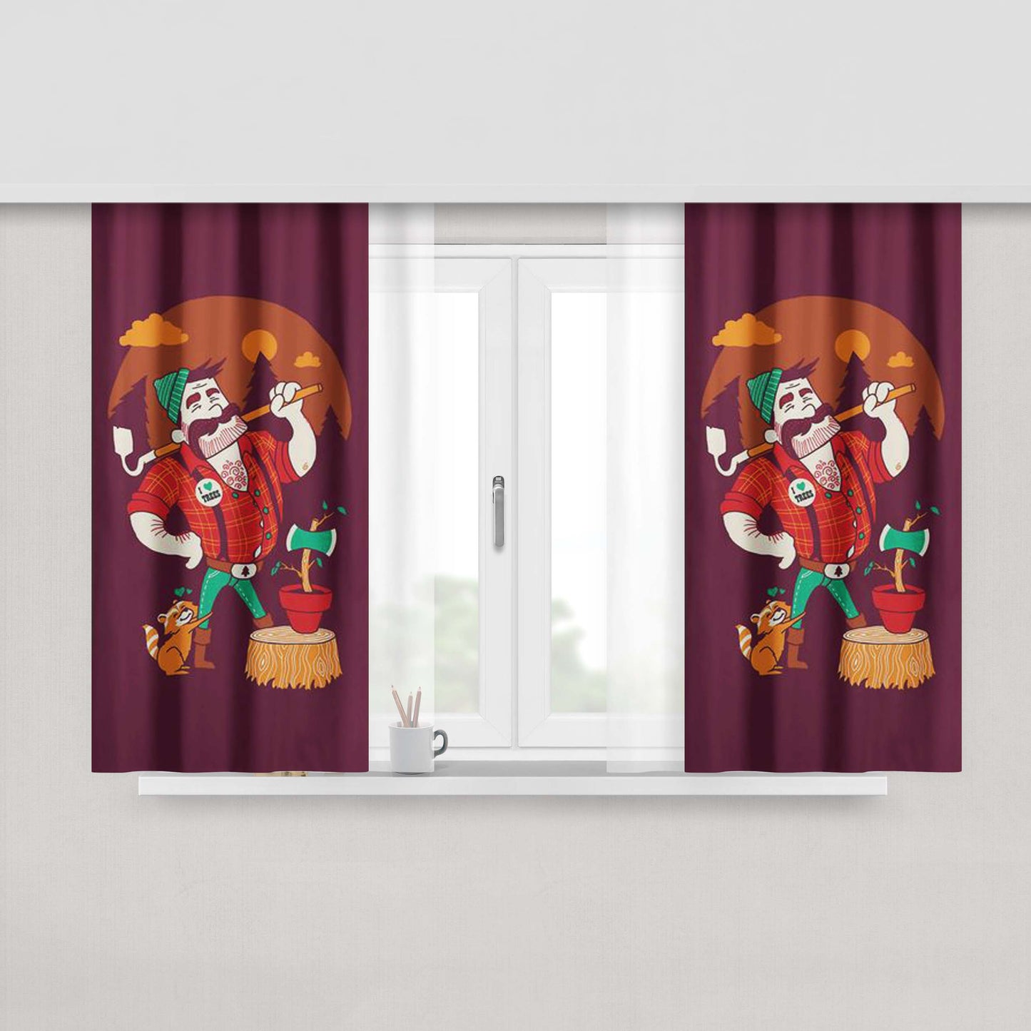 Green Thumberjack Peach Skin Window Curtains