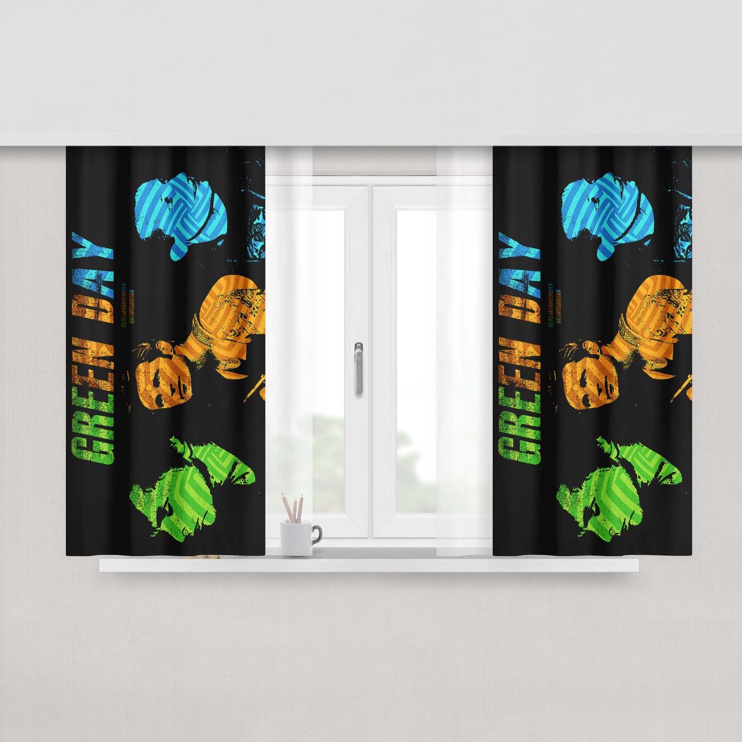 Greenday All Name Album Peach Skin Window Curtains