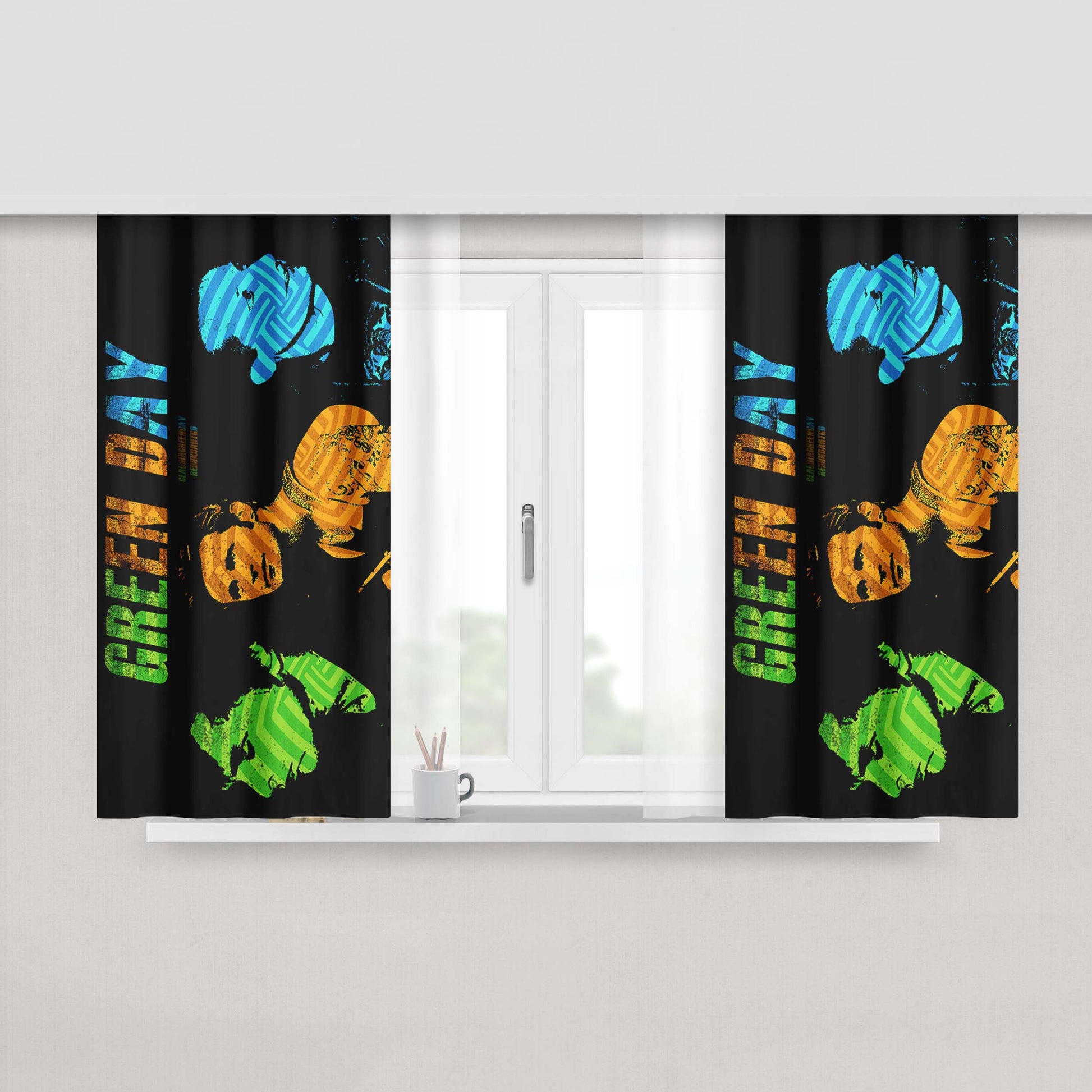 Greenday All Name Album Peach Skin Window Curtains
