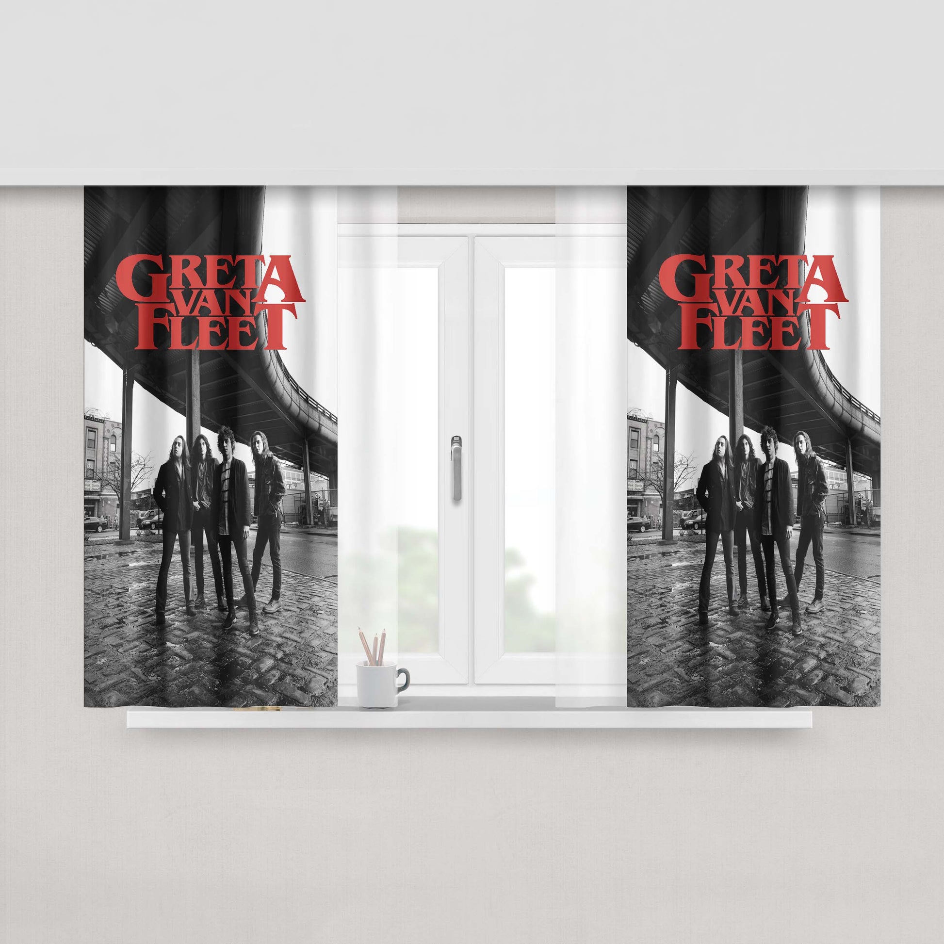 Greta Van Fleet Photo Peach Skin Window Curtains