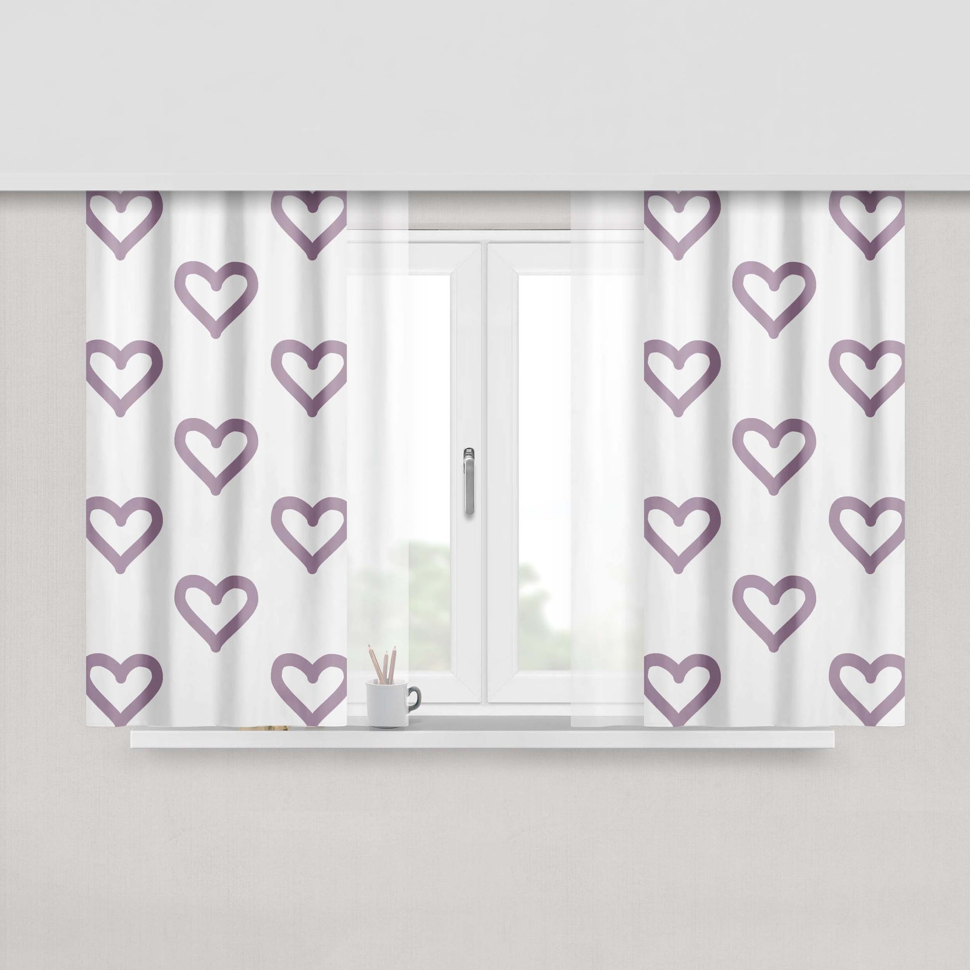 Grey Elmo At Galaxy Peach Skin Window Curtains