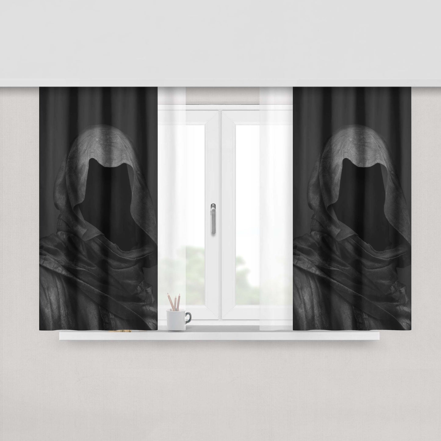 Grim Reaper Darkness Peach Skin Window Curtains