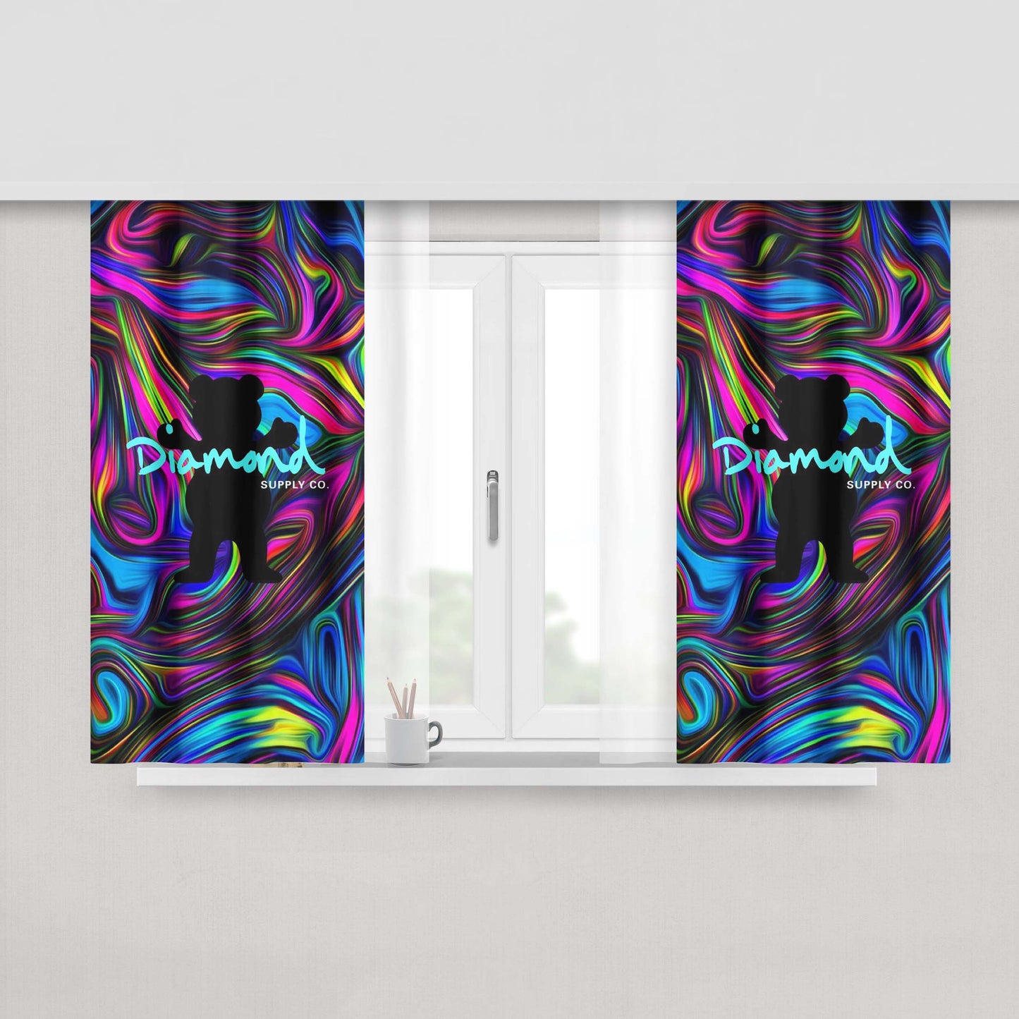 Grizzy Diamond Peach Skin Window Curtains