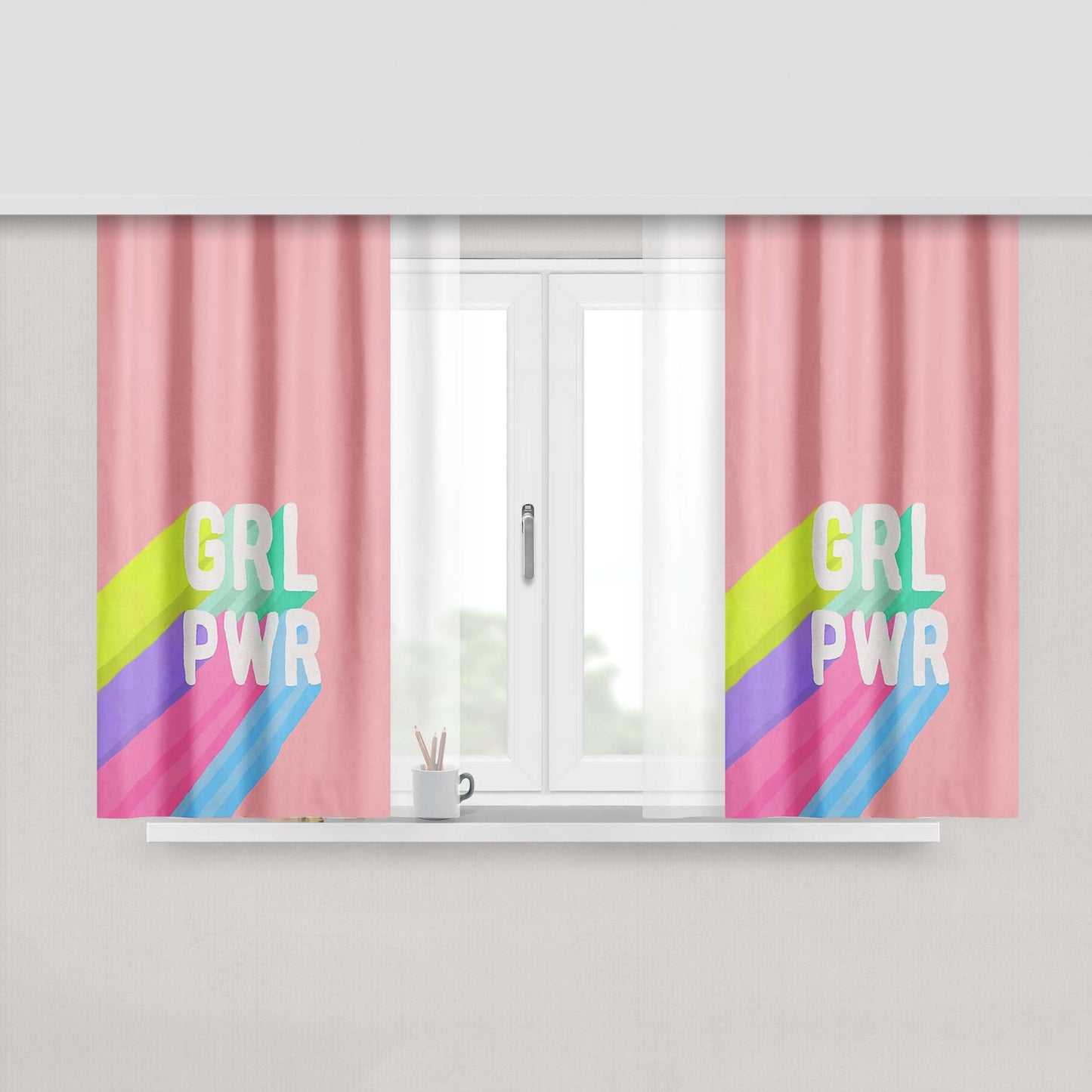 Grl Pwr X Pink Peach Skin Window Curtains