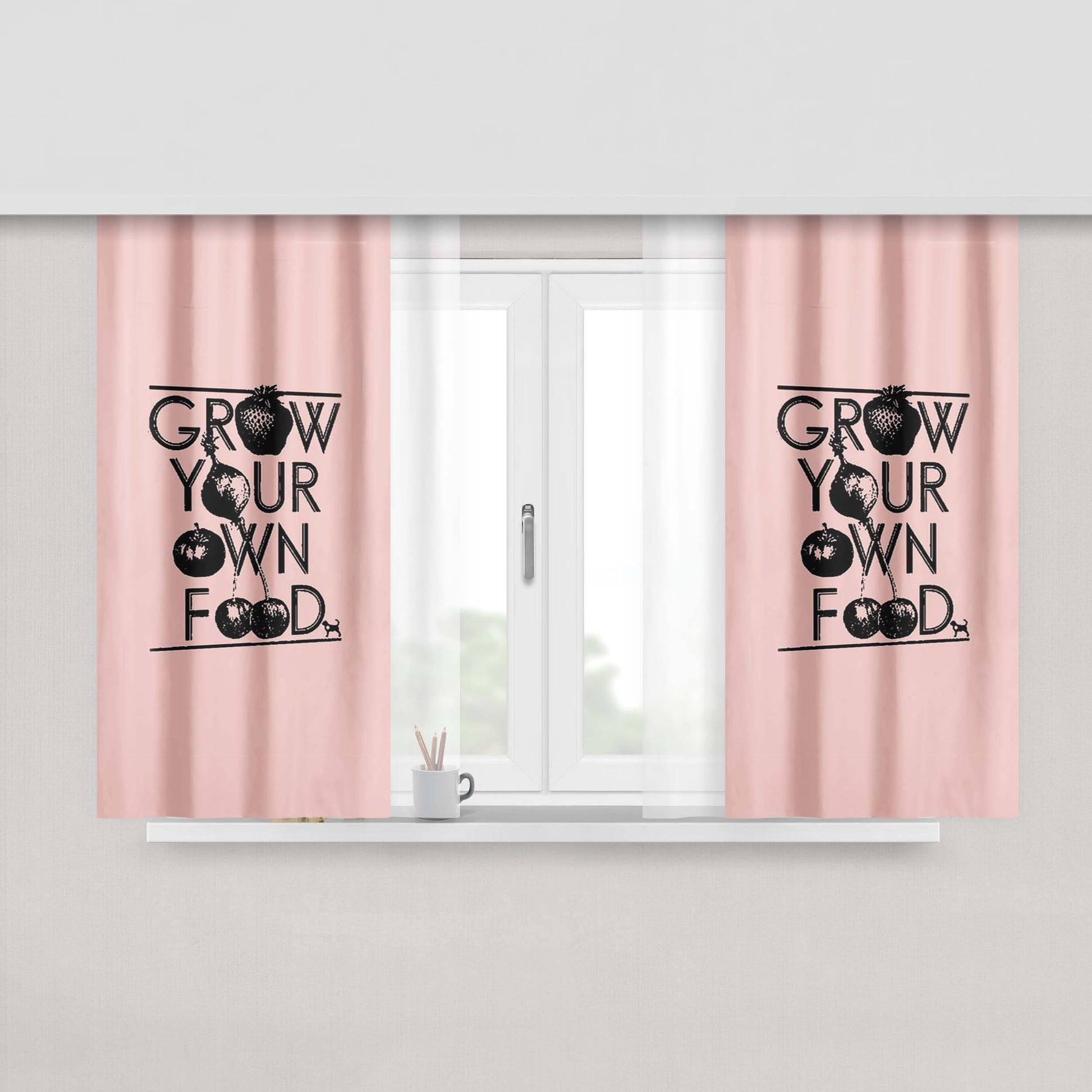 Grow Your Own Food Garden Vegetables Fruit Organic Farm Peach Skin Window Curtains