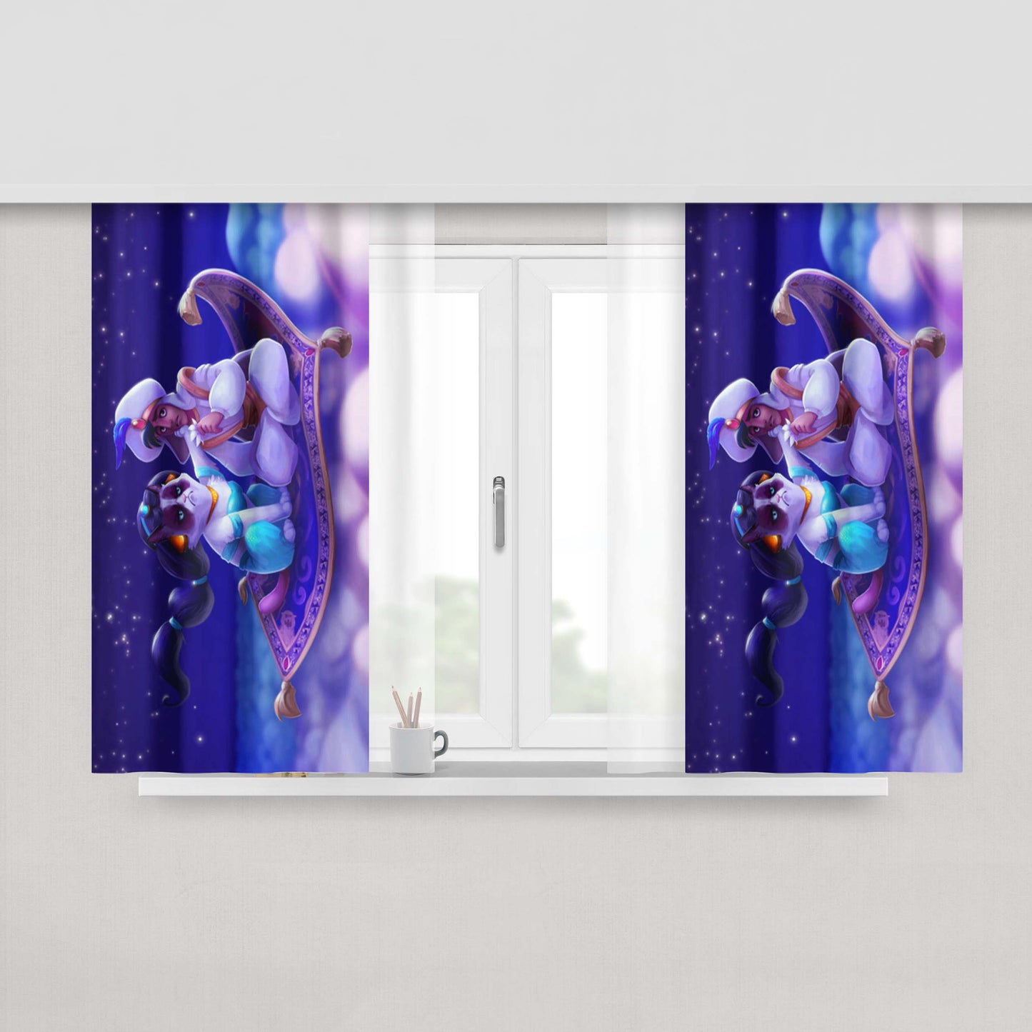 Grumpy Cat Aladin Peach Skin Window Curtains