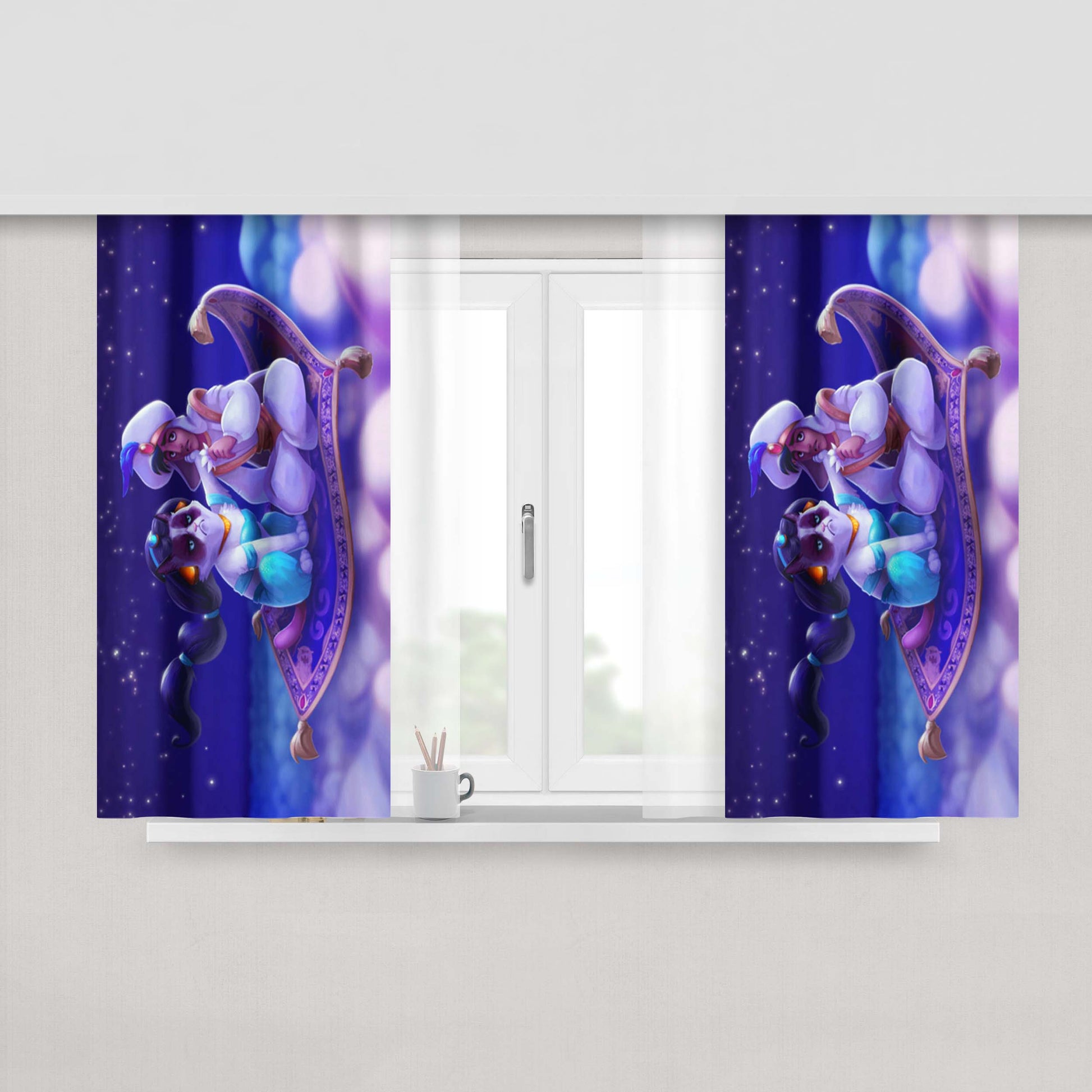 Grumpy Cat Aladin Peach Skin Window Curtains