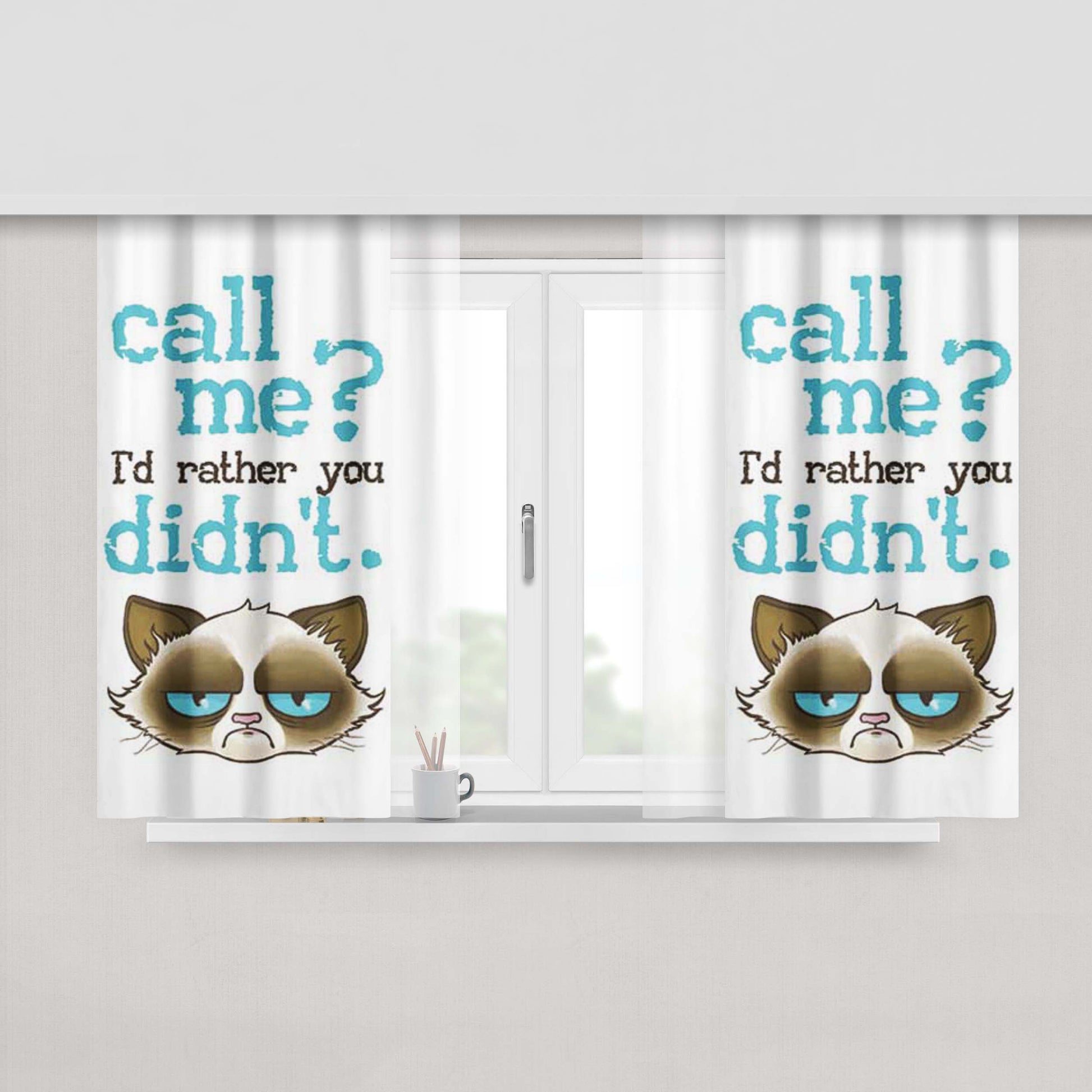 Grumpy Cat Call Me Peach Skin Window Curtains