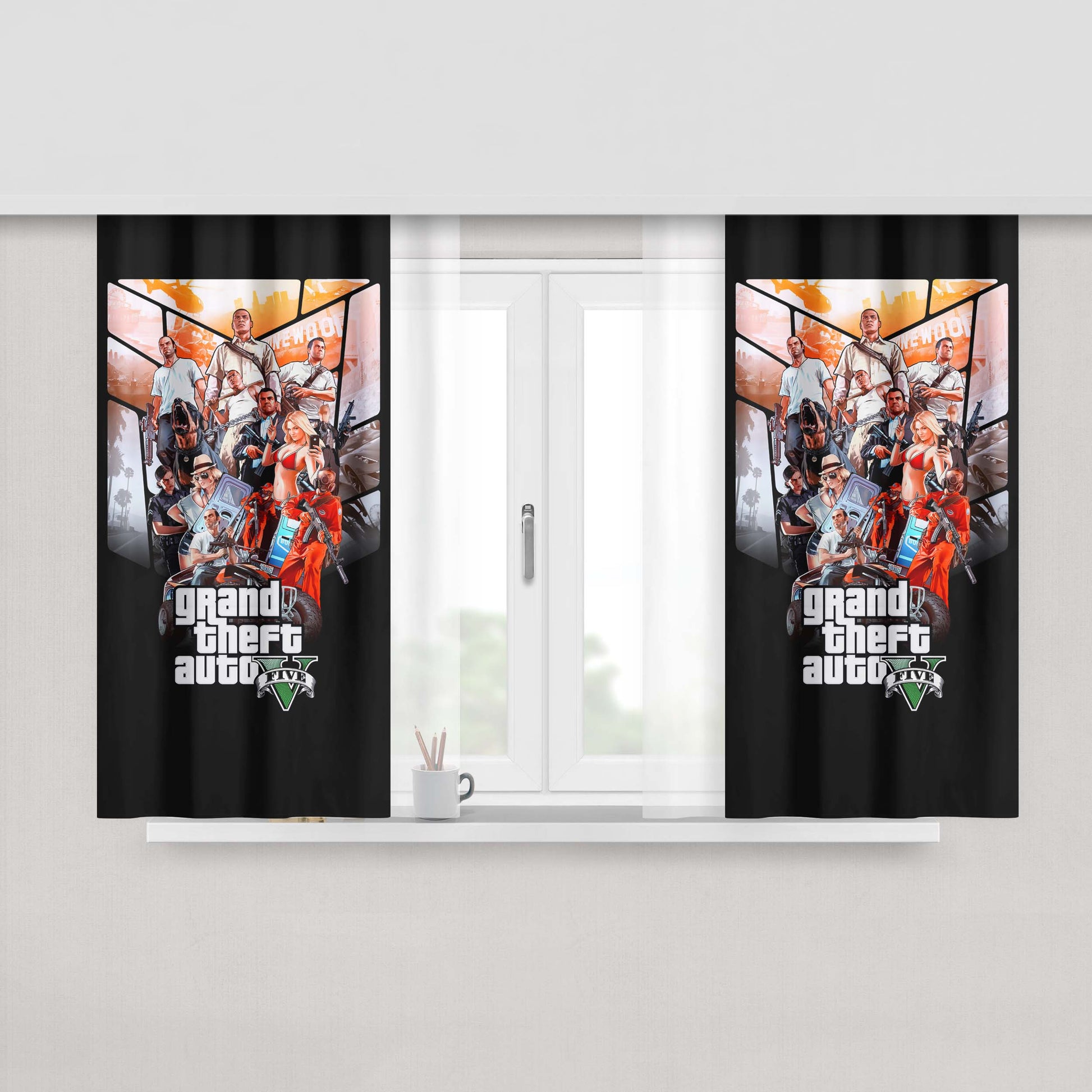 Gta Five Squad Peach Skin Window Curtains