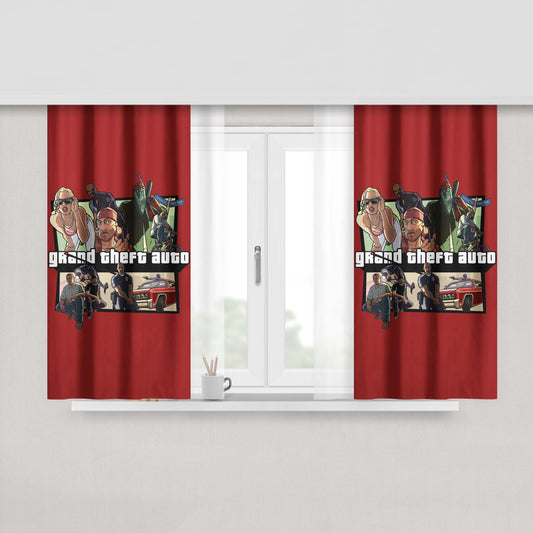 Gta Red Background Peach Skin Window Curtains