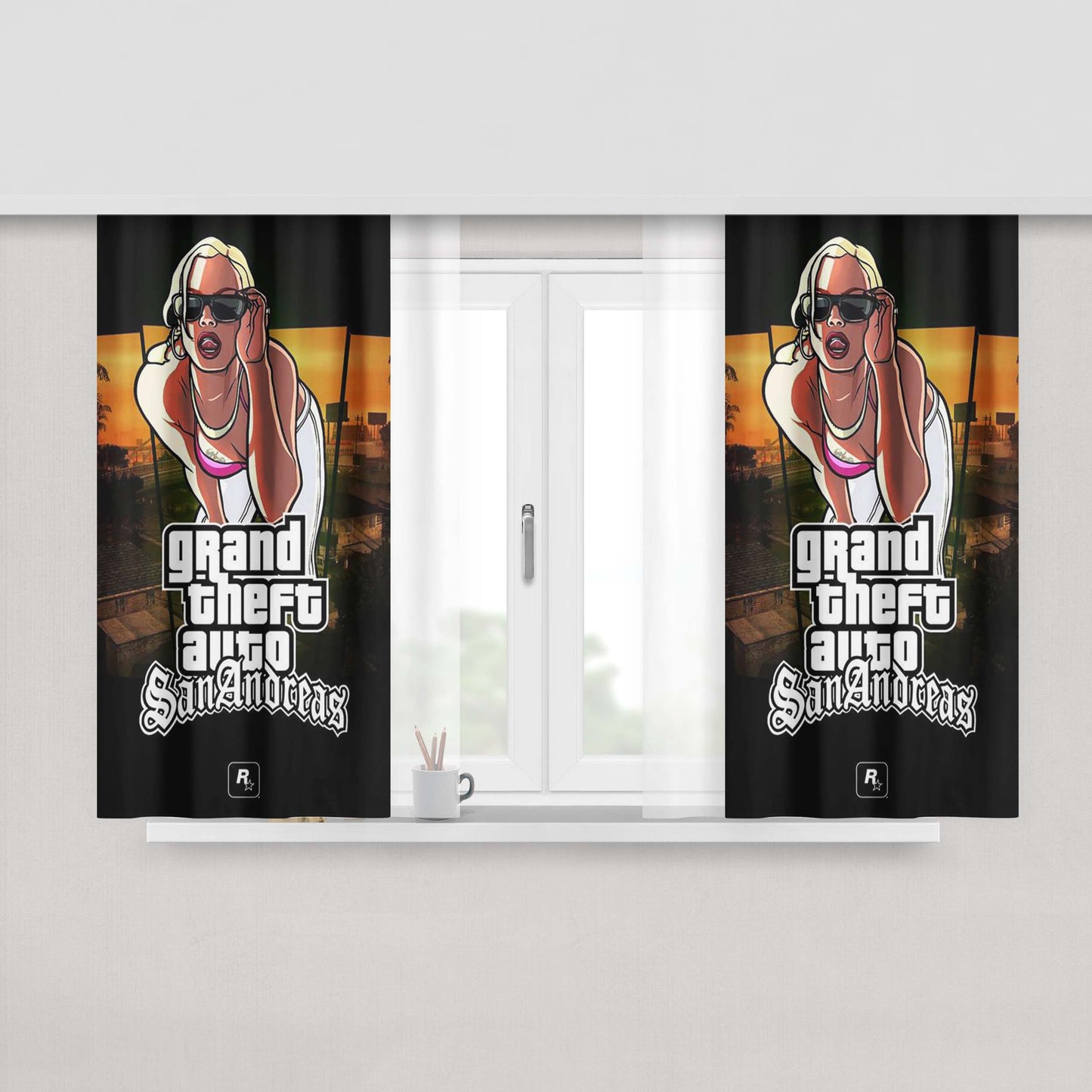 Gta San Andreas 1 Peach Skin Window Curtains