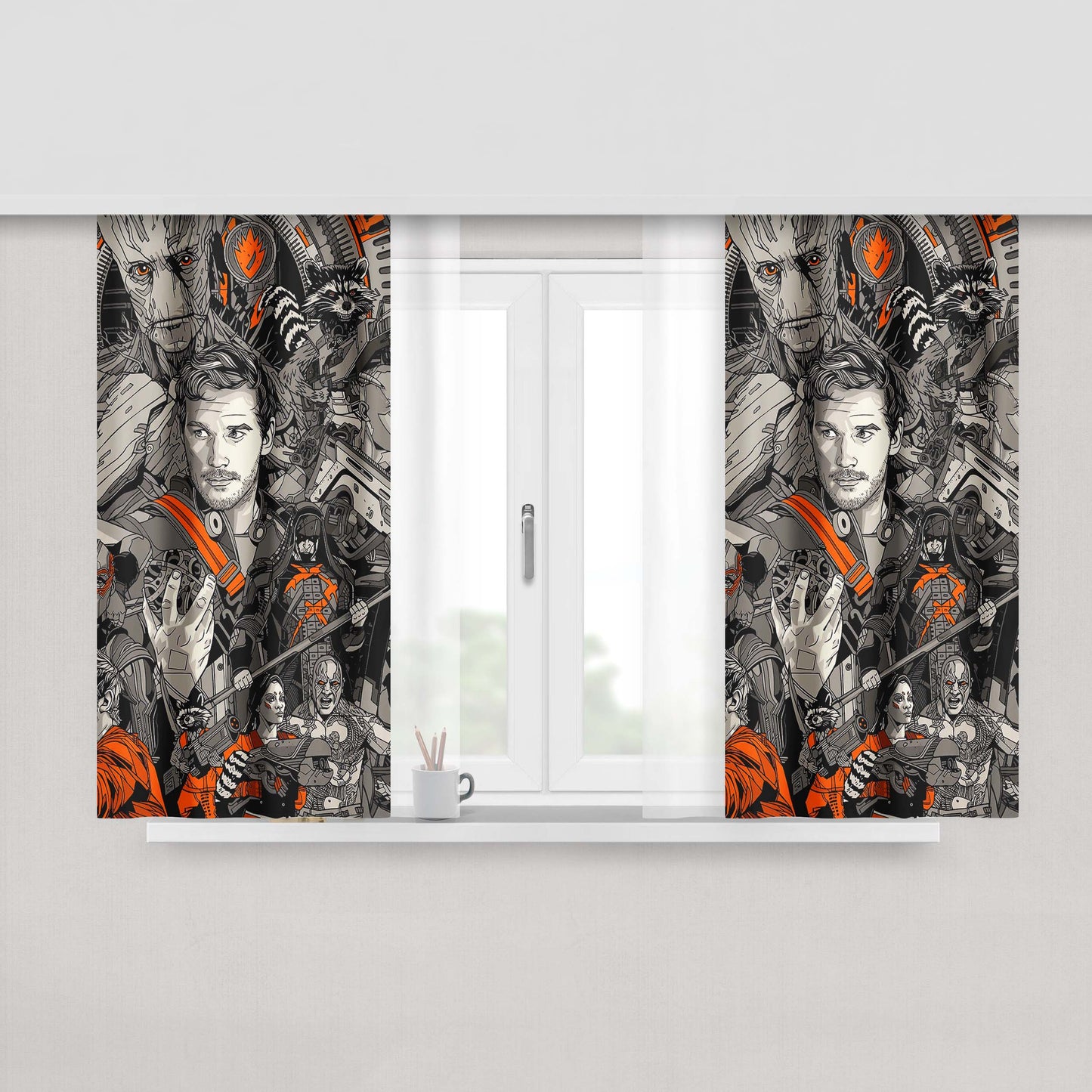 Guardian Of Galaxy 2 Tone Poster Art Peach Skin Window Curtains