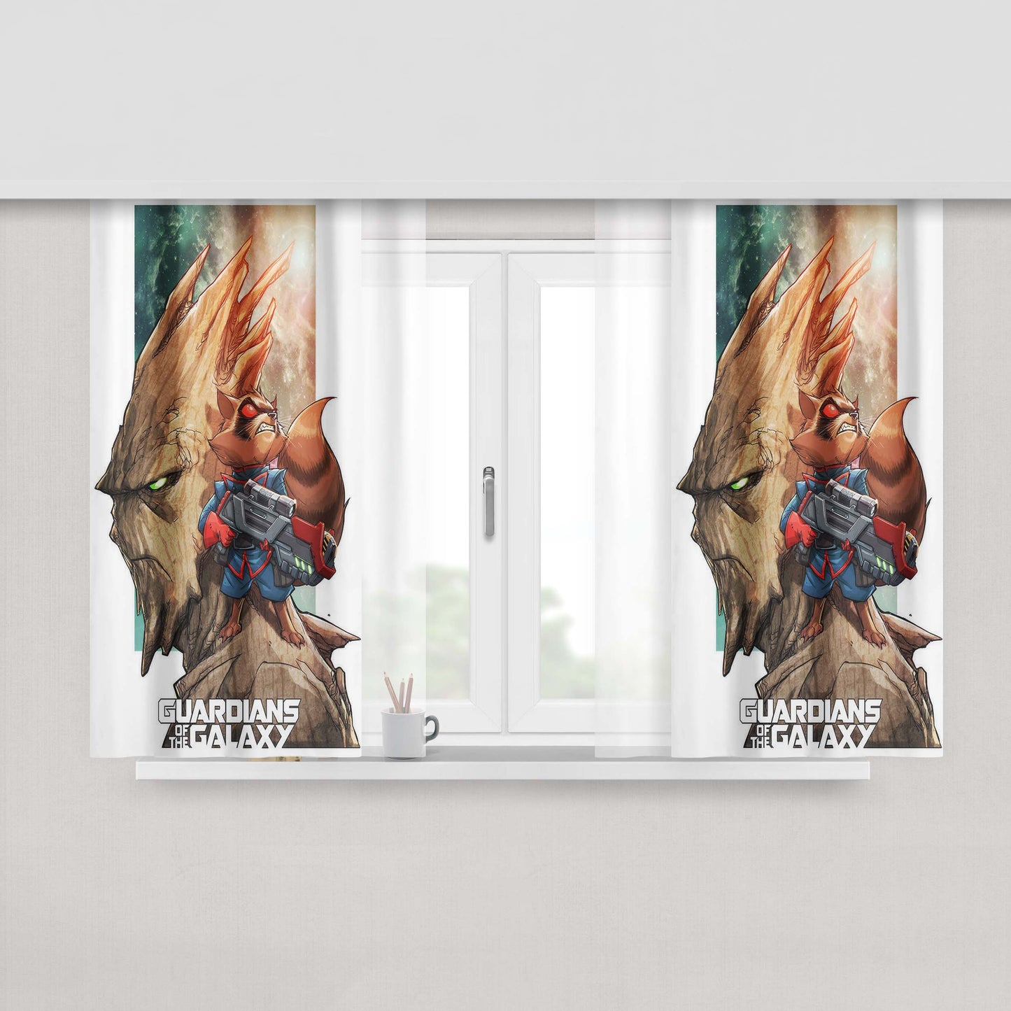 Guardian Of Galaxy Minimalist Peach Skin Window Curtains