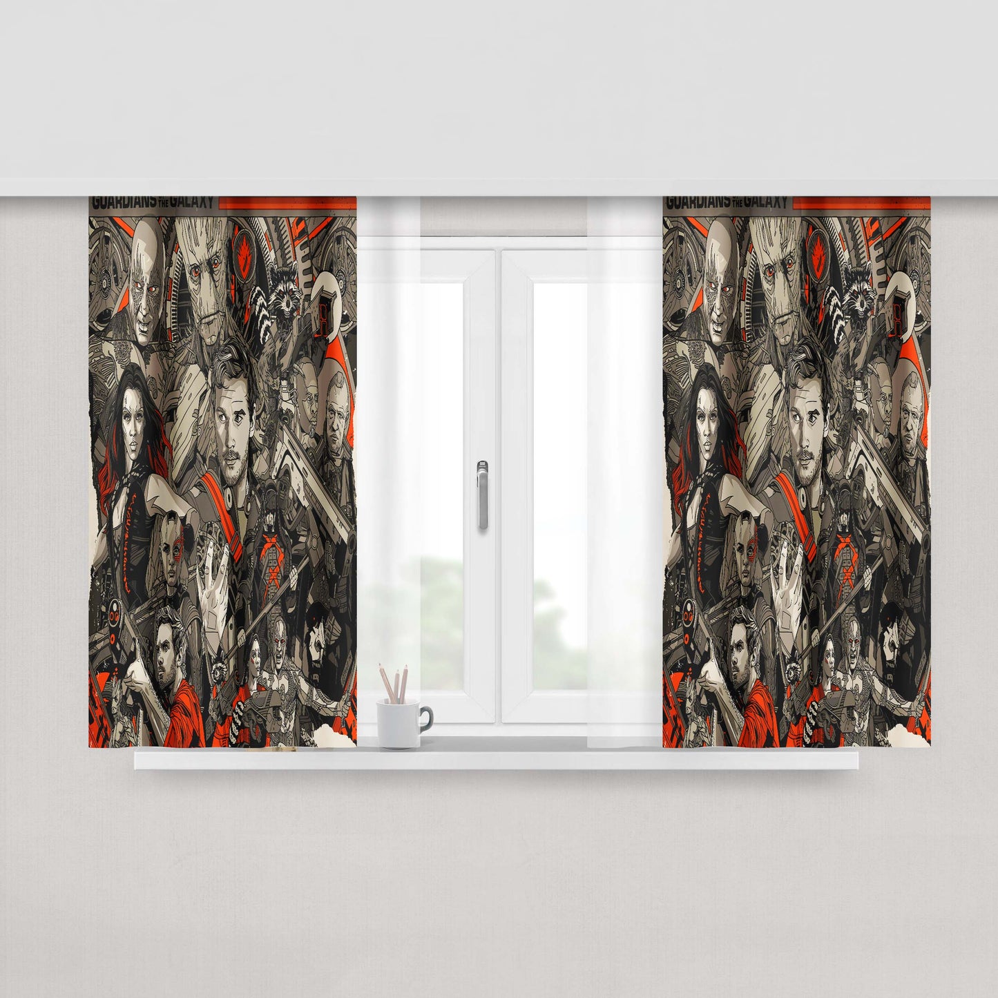 Guardian Of The Galaxy Characters Peach Skin Window Curtains